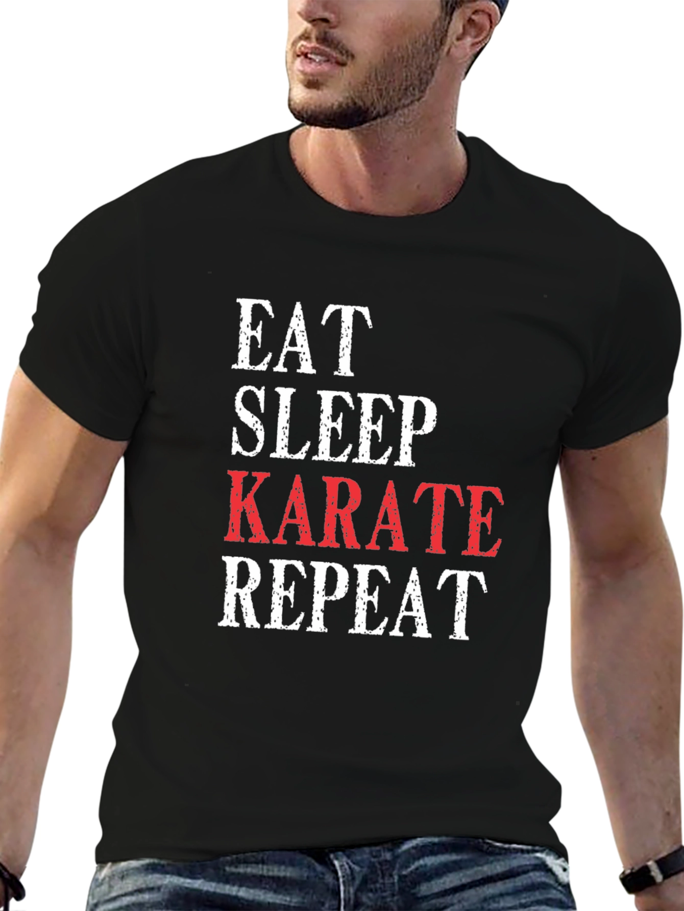 Eat Sleep Karate Repeat Black T-Shirt