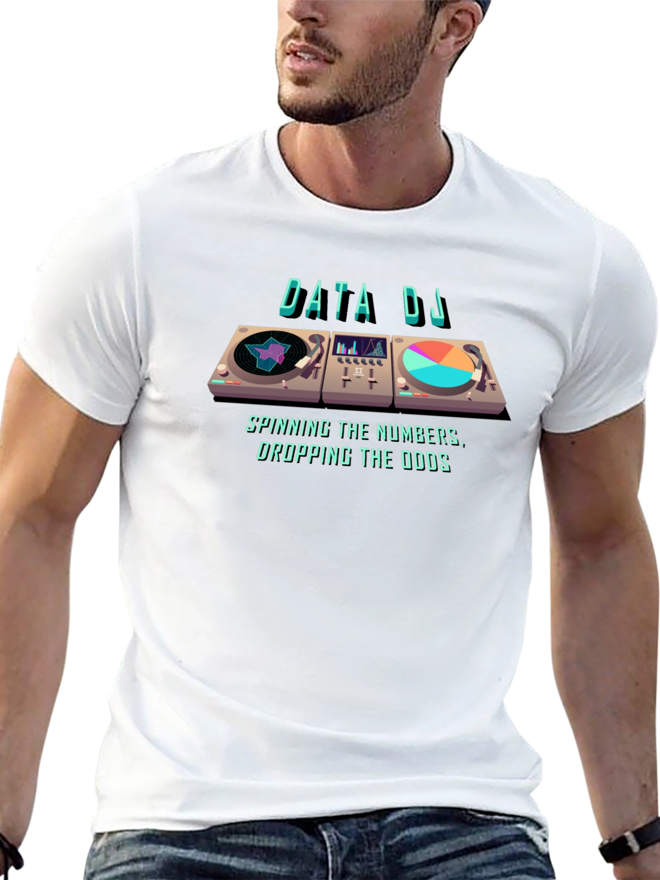 Data DJ T-Shirt: Spinning Numbers Dropping Odds