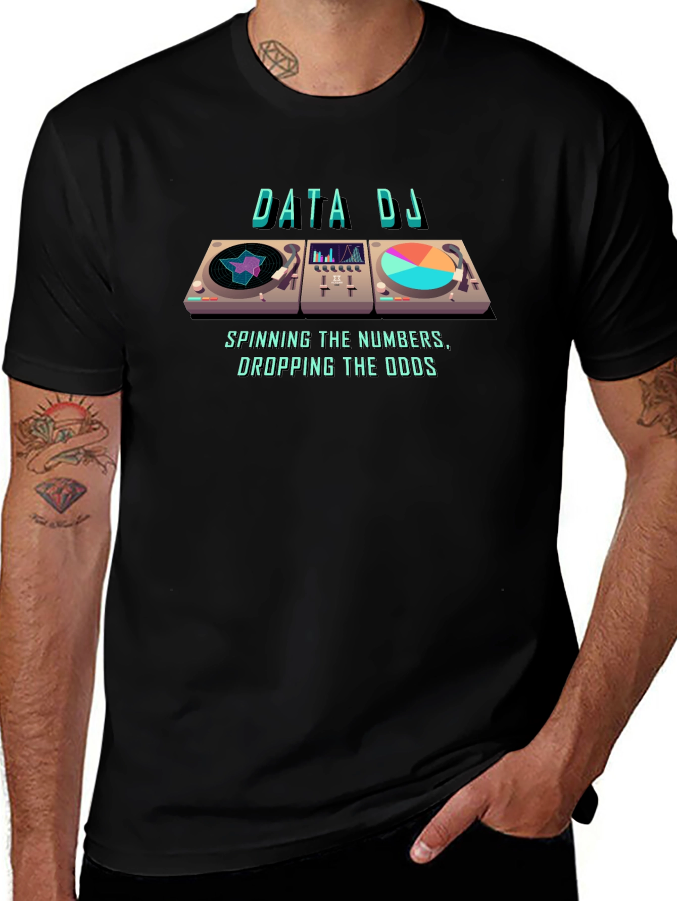 Data DJ T-Shirt: Spinning Numbers Dropping Odds