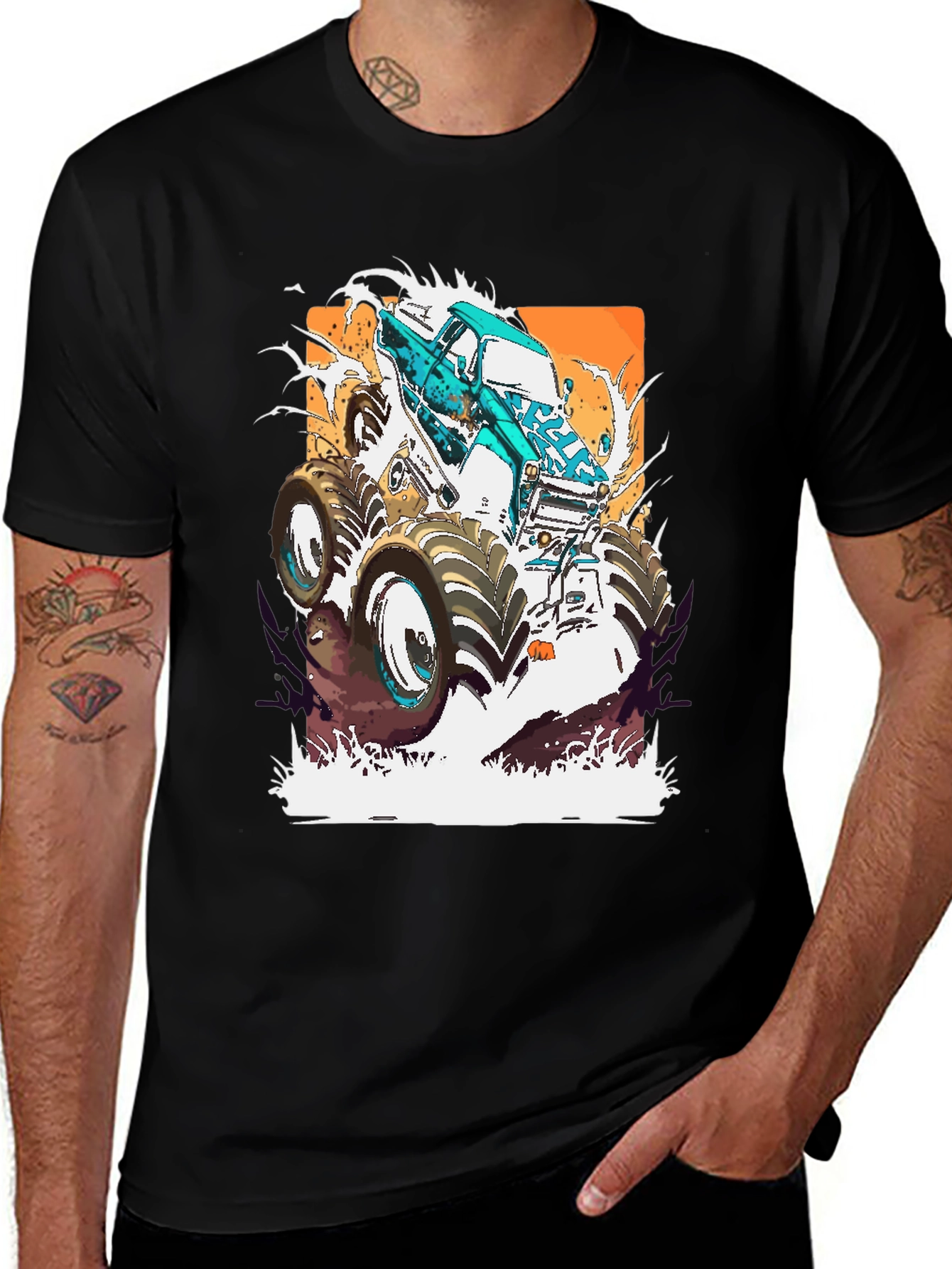 Monster Truck Graphic Tee - Bold Black Cotton Shirt