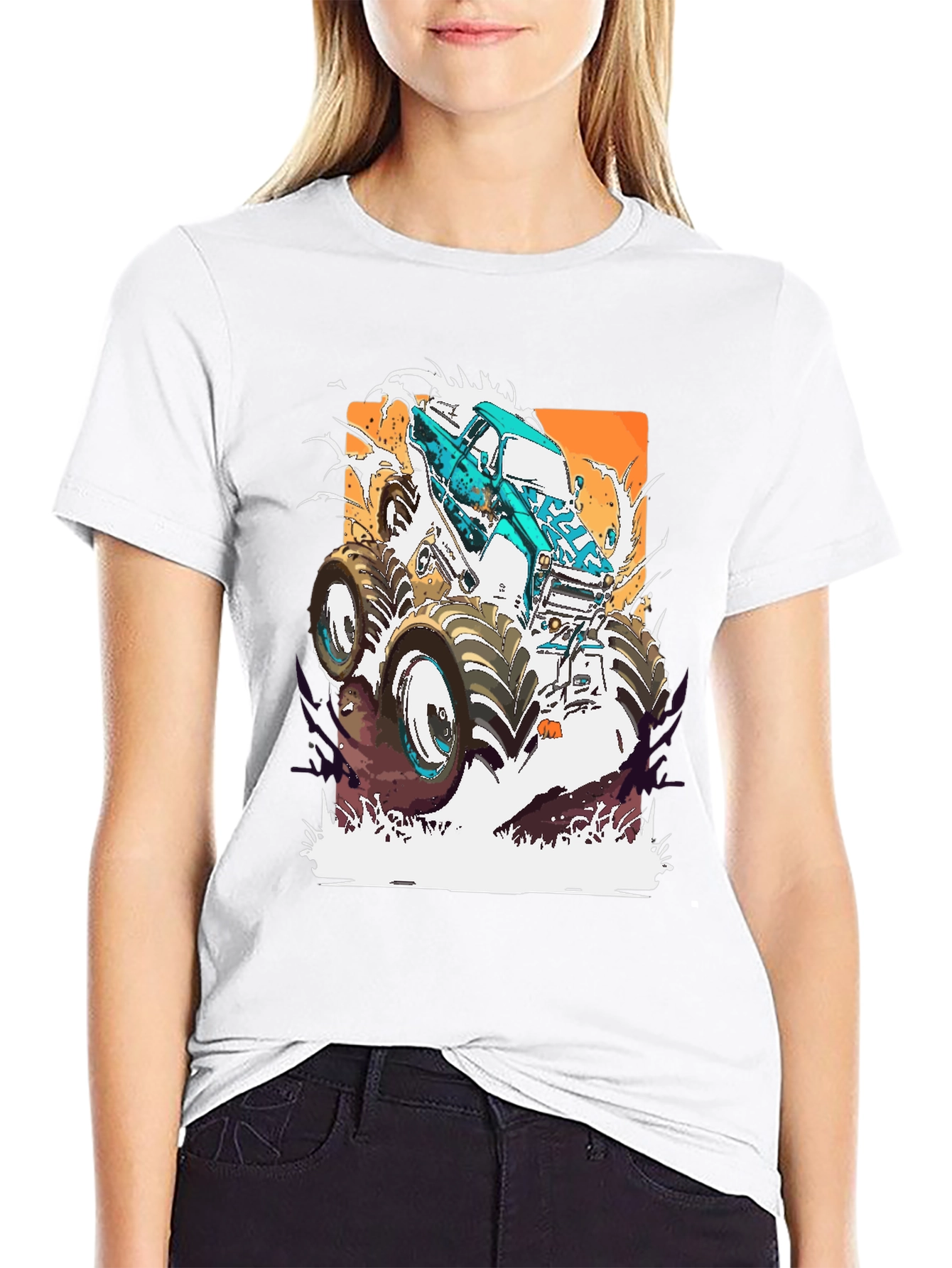 Monster Truck Graphic Tee - Bold Black Cotton Shirt