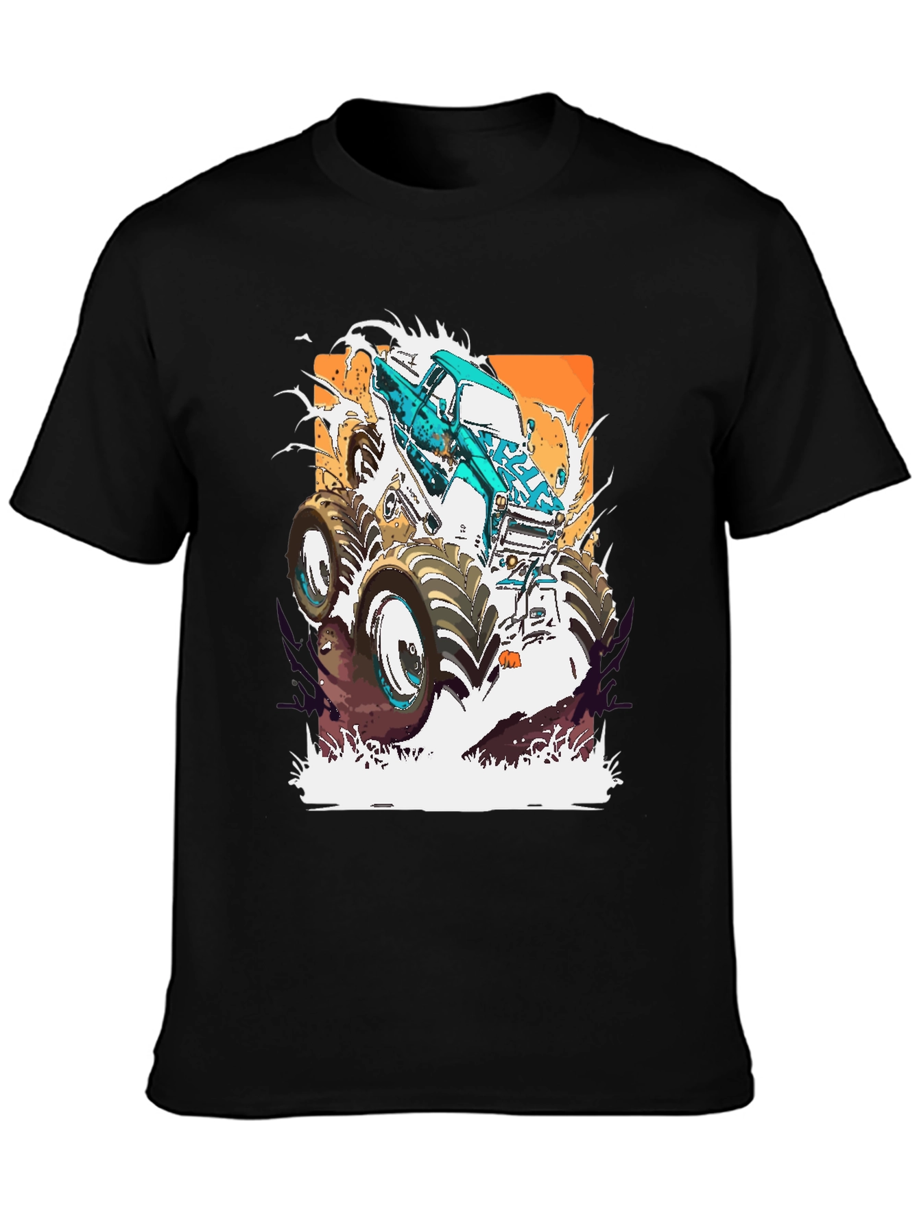 Monster Truck Graphic Tee - Bold Black Cotton Shirt