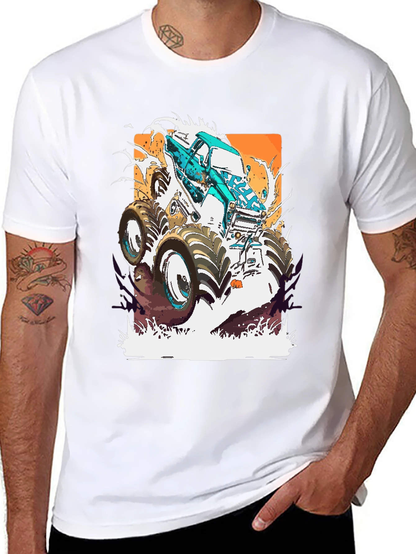 Monster Truck Graphic Tee - Bold Black Cotton Shirt
