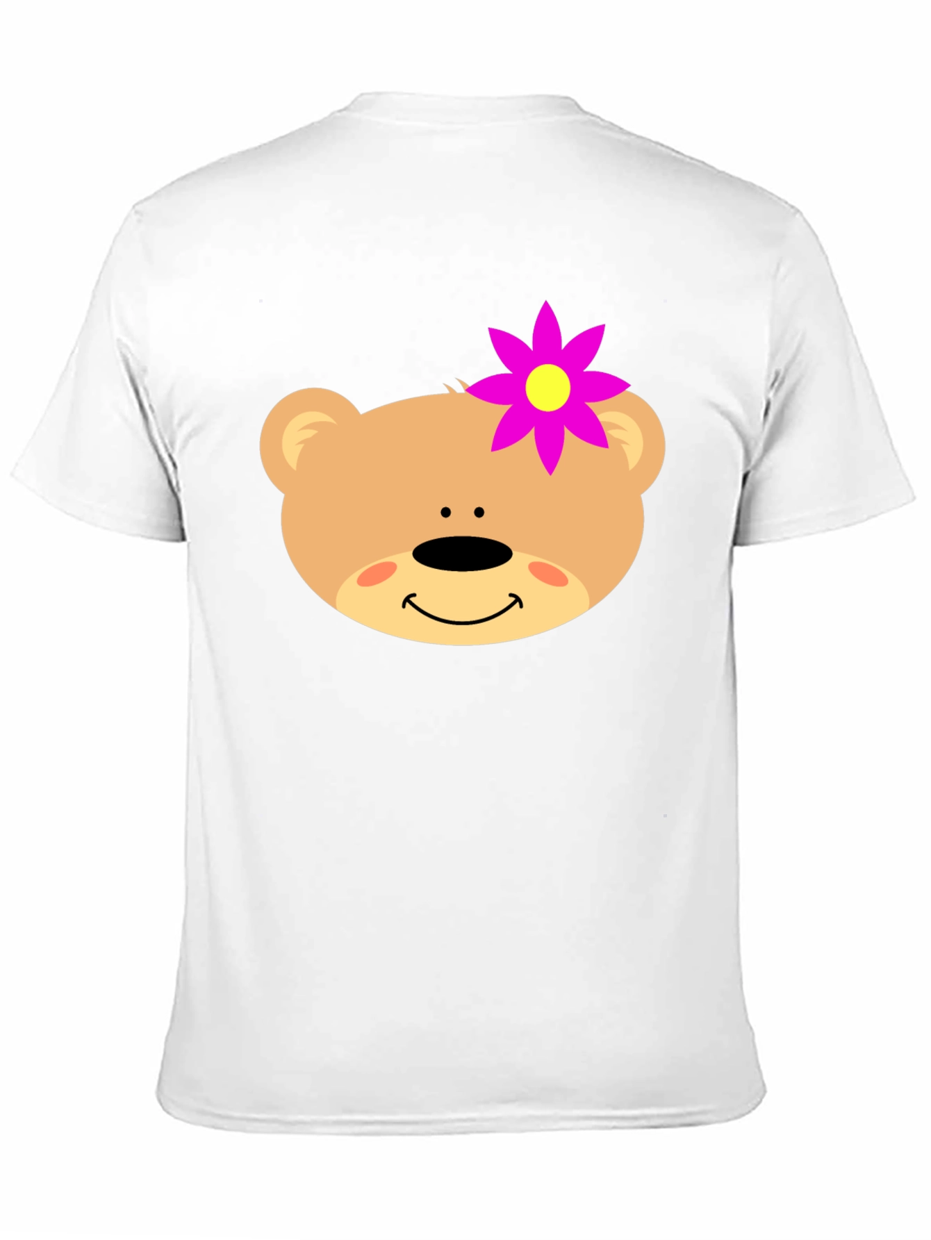Cute Bear Face T-Shirt with Flower