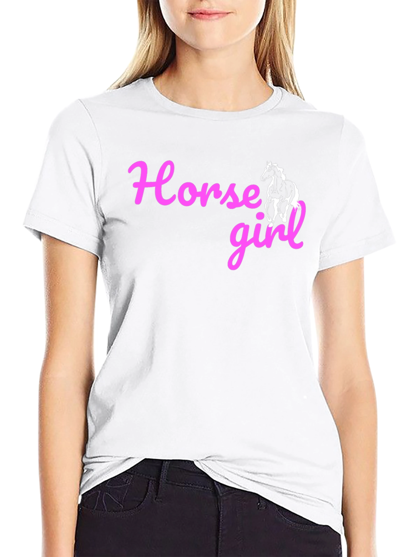 Horse Girl Graphic Tee - Black Cotton T-Shirt