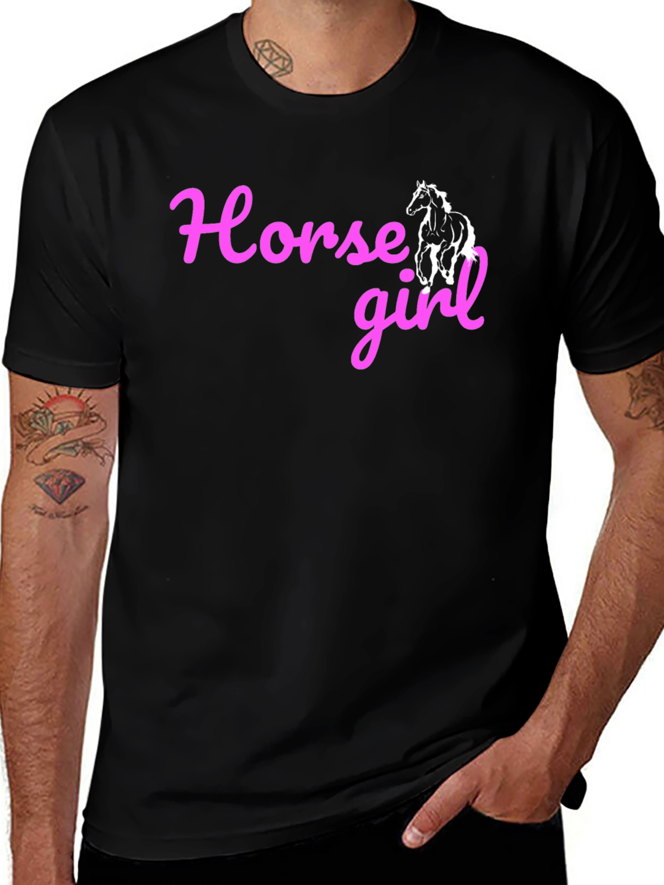 Horse Girl Graphic Tee - Black Cotton T-Shirt