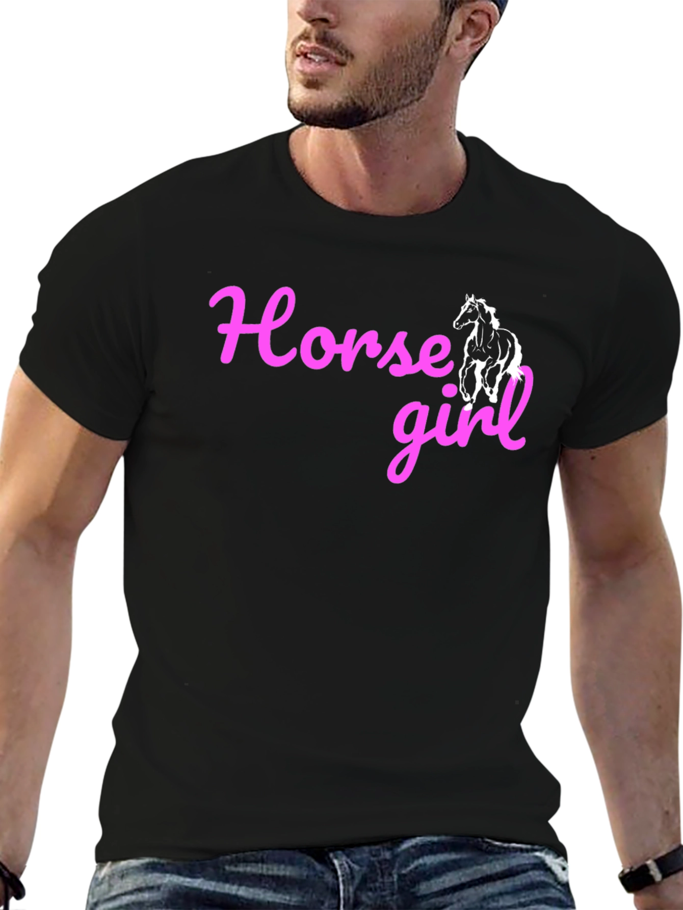 Horse Girl Graphic Tee - Black Cotton T-Shirt