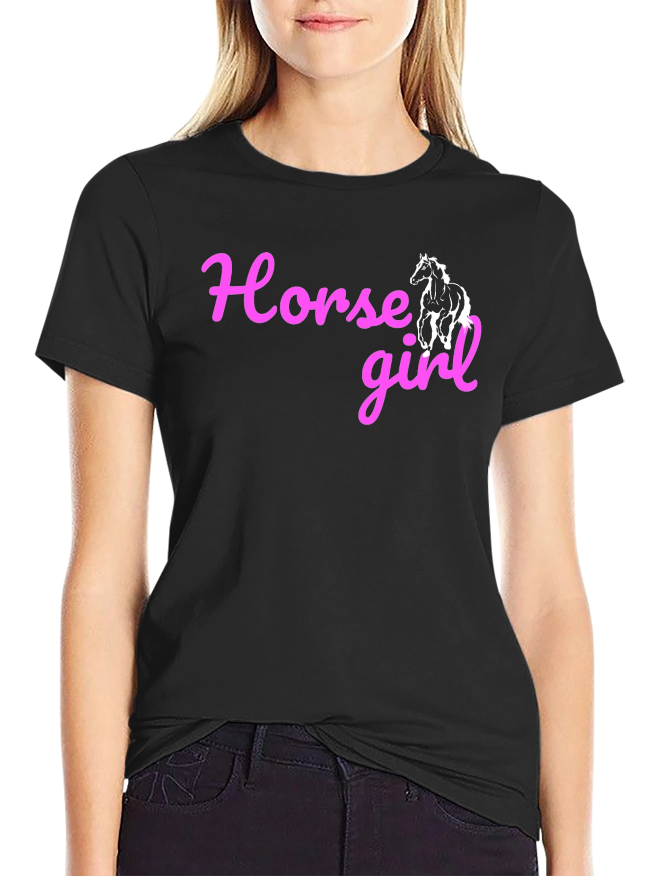 Horse Girl Graphic Tee - Black Cotton T-Shirt