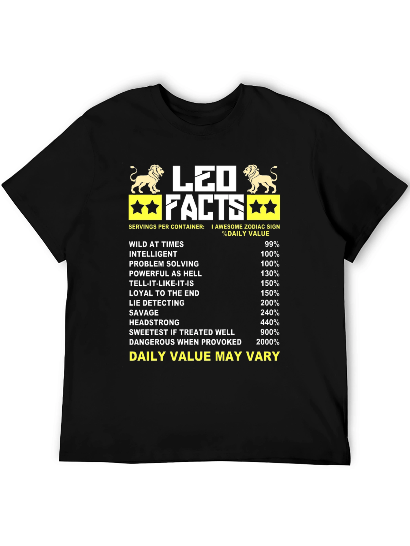 Leo Facts Black Graphic T-Shirt