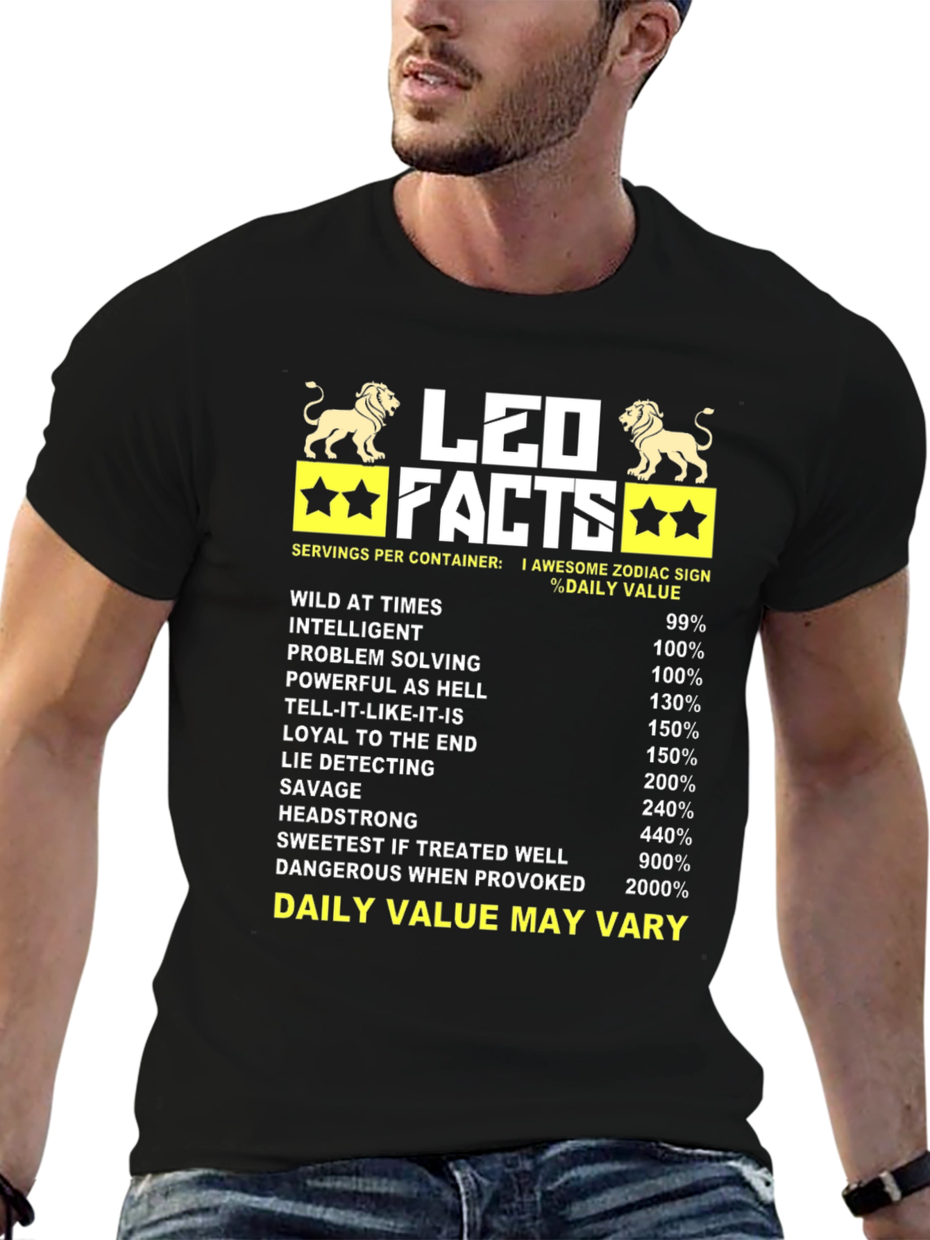 Leo Facts Black Graphic T-Shirt