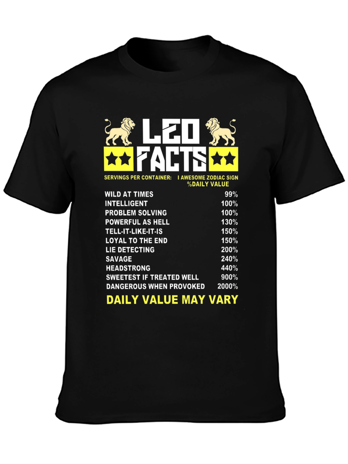 Leo Facts Black Graphic T-Shirt