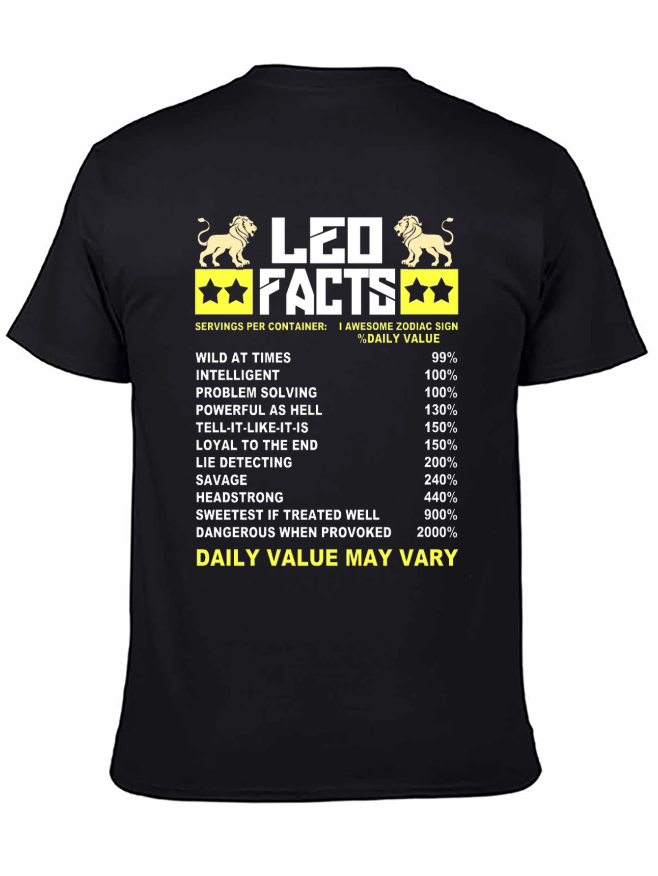 Leo Facts Black Graphic T-Shirt