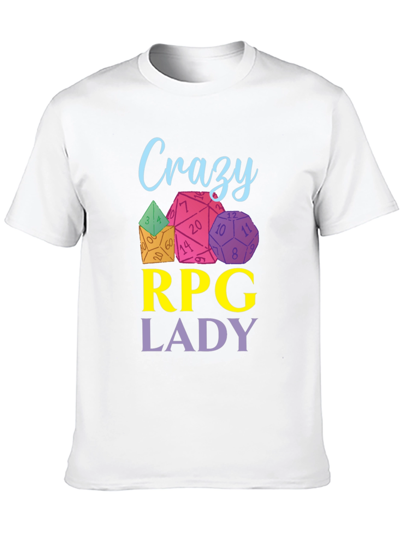 Crazy RPG Lady Dice T-Shirt - Black