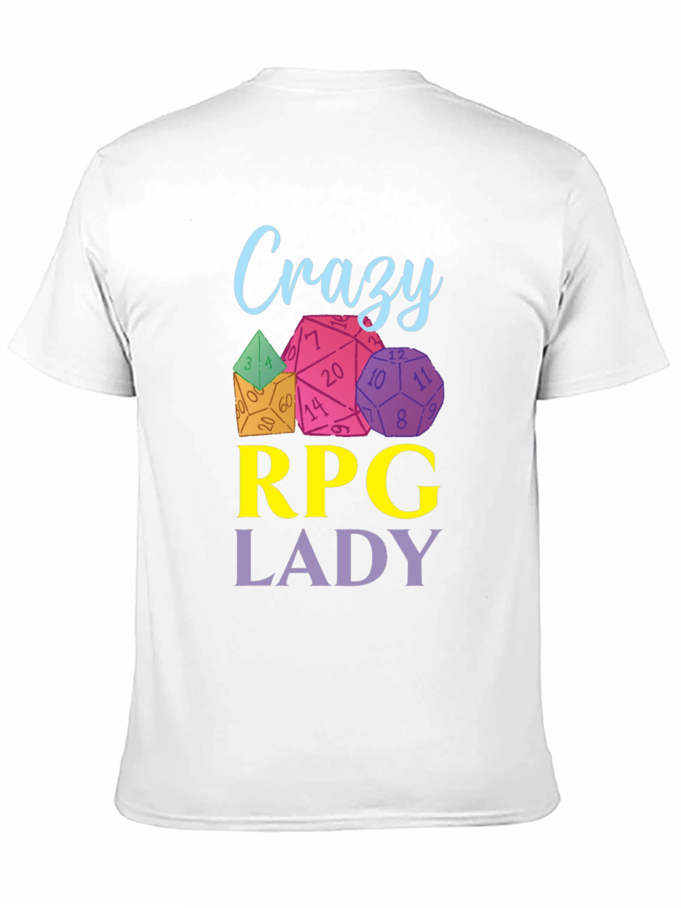 Crazy RPG Lady Dice T-Shirt - Black