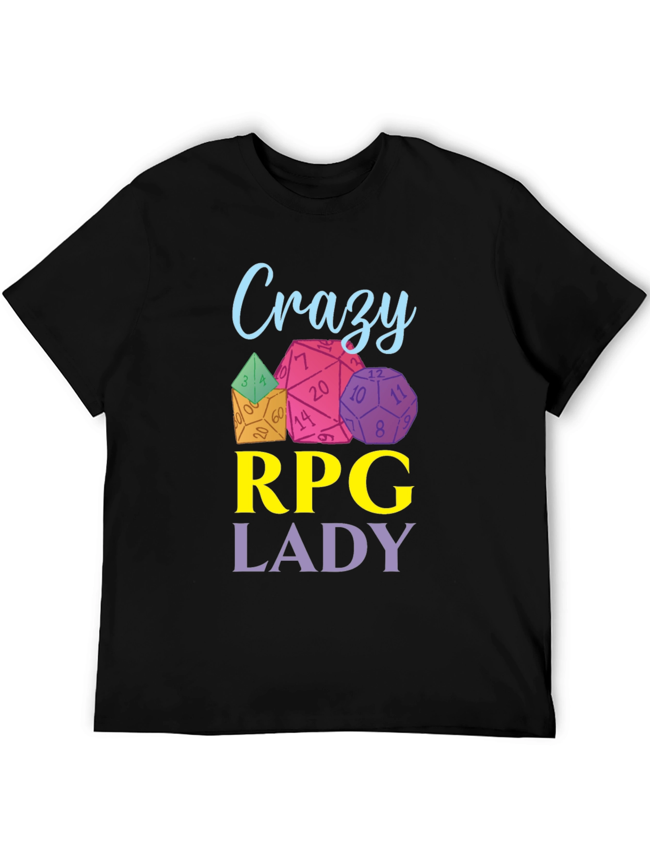 Crazy RPG Lady Dice T-Shirt - Black