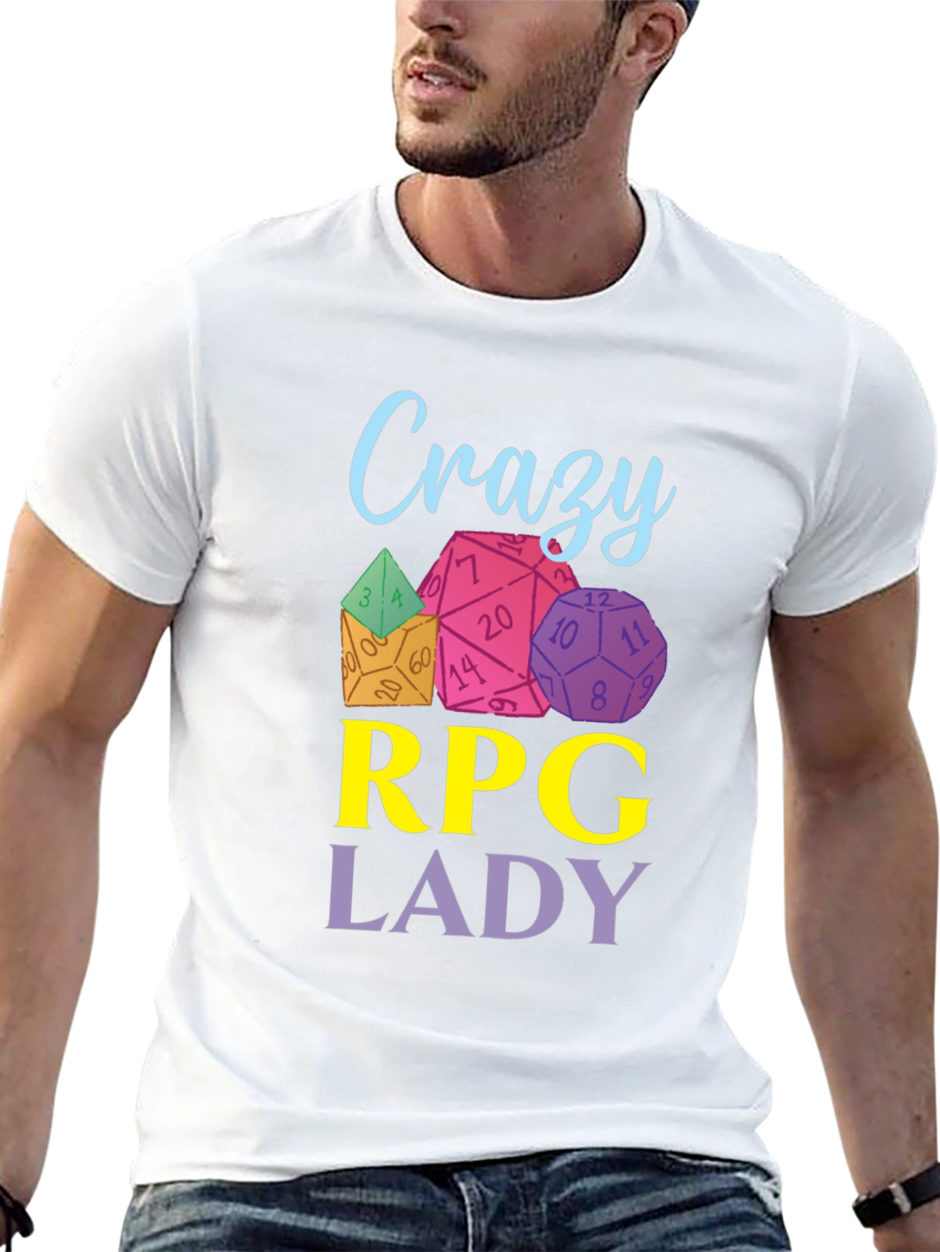 Crazy RPG Lady Dice T-Shirt - Black