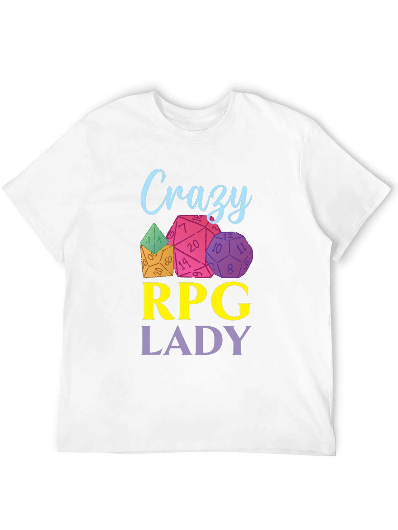 Crazy RPG Lady Dice T-Shirt - Black