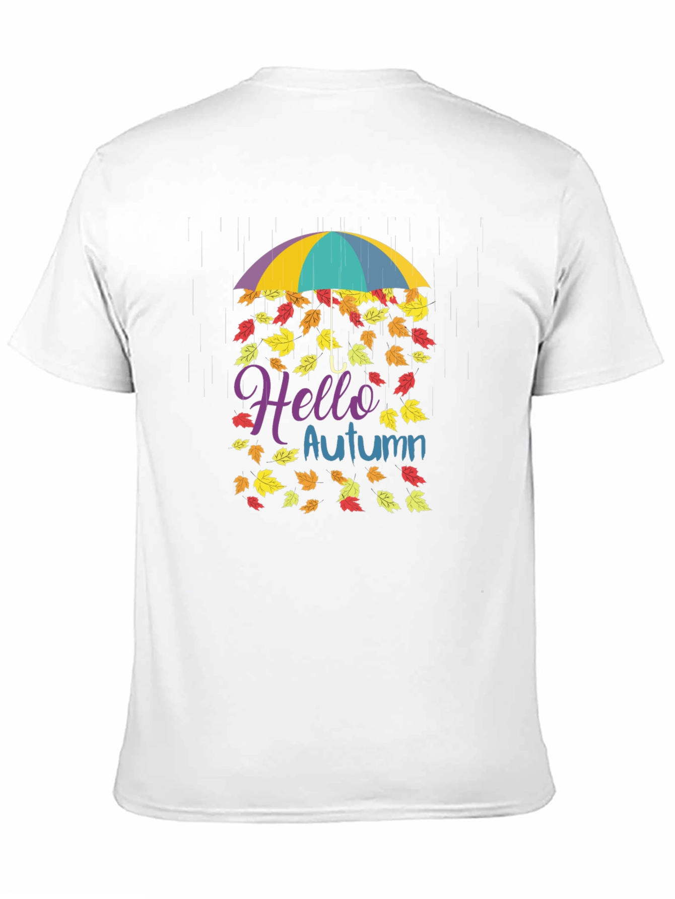 Hello Autumn Fall Leaves Umbrella T-Shirt