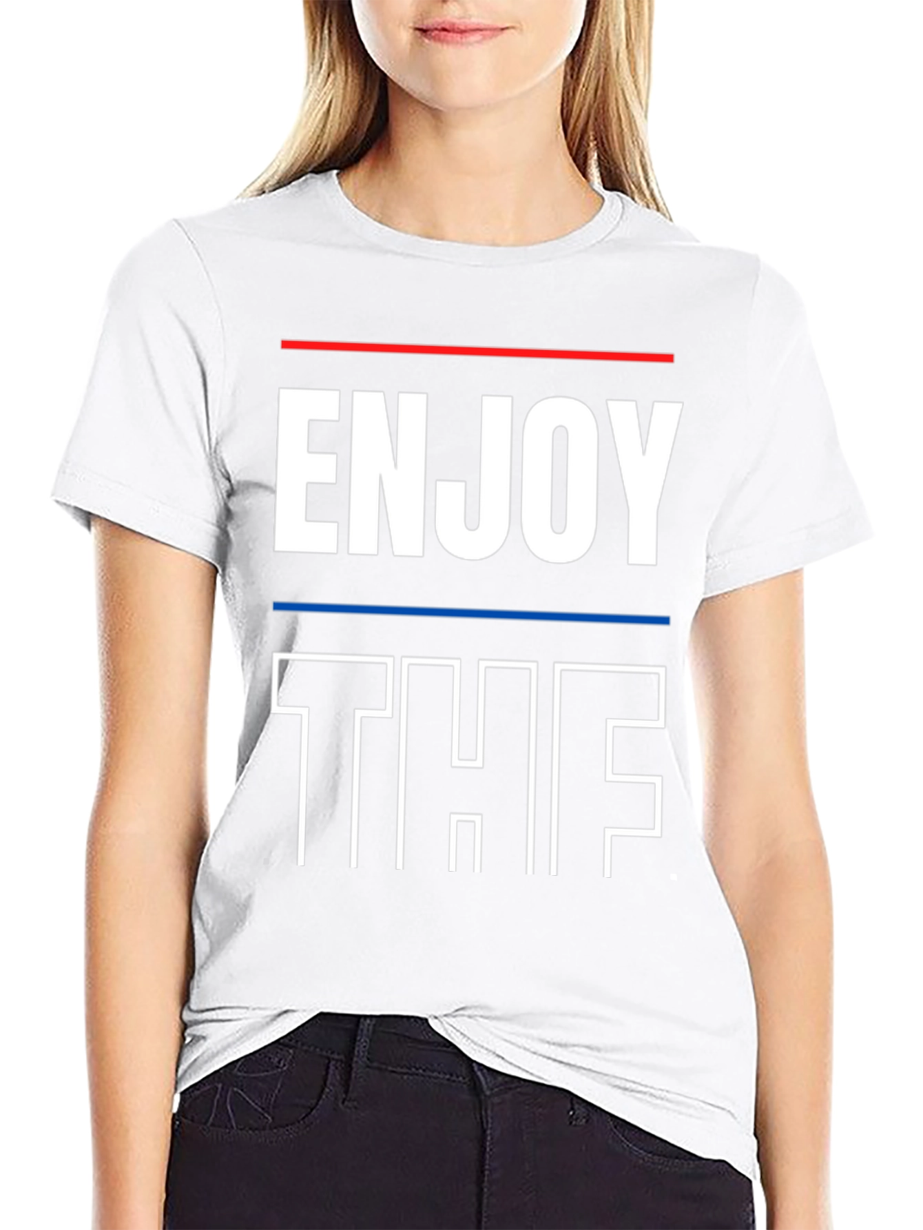 Enjoy The Shirt Graphic Tee Black Casual Wear