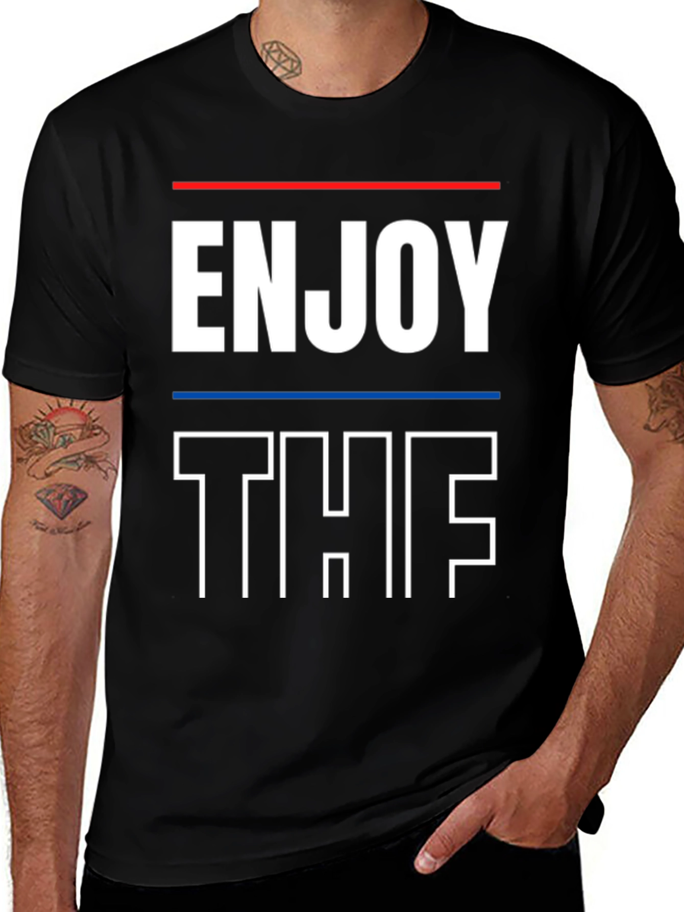Enjoy The Shirt Graphic Tee Black Casual Wear
