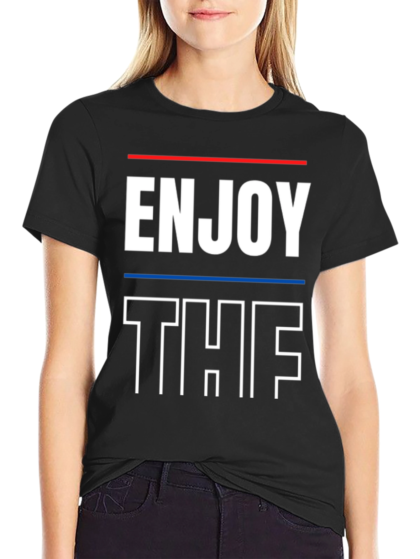 Enjoy The Shirt Graphic Tee Black Casual Wear