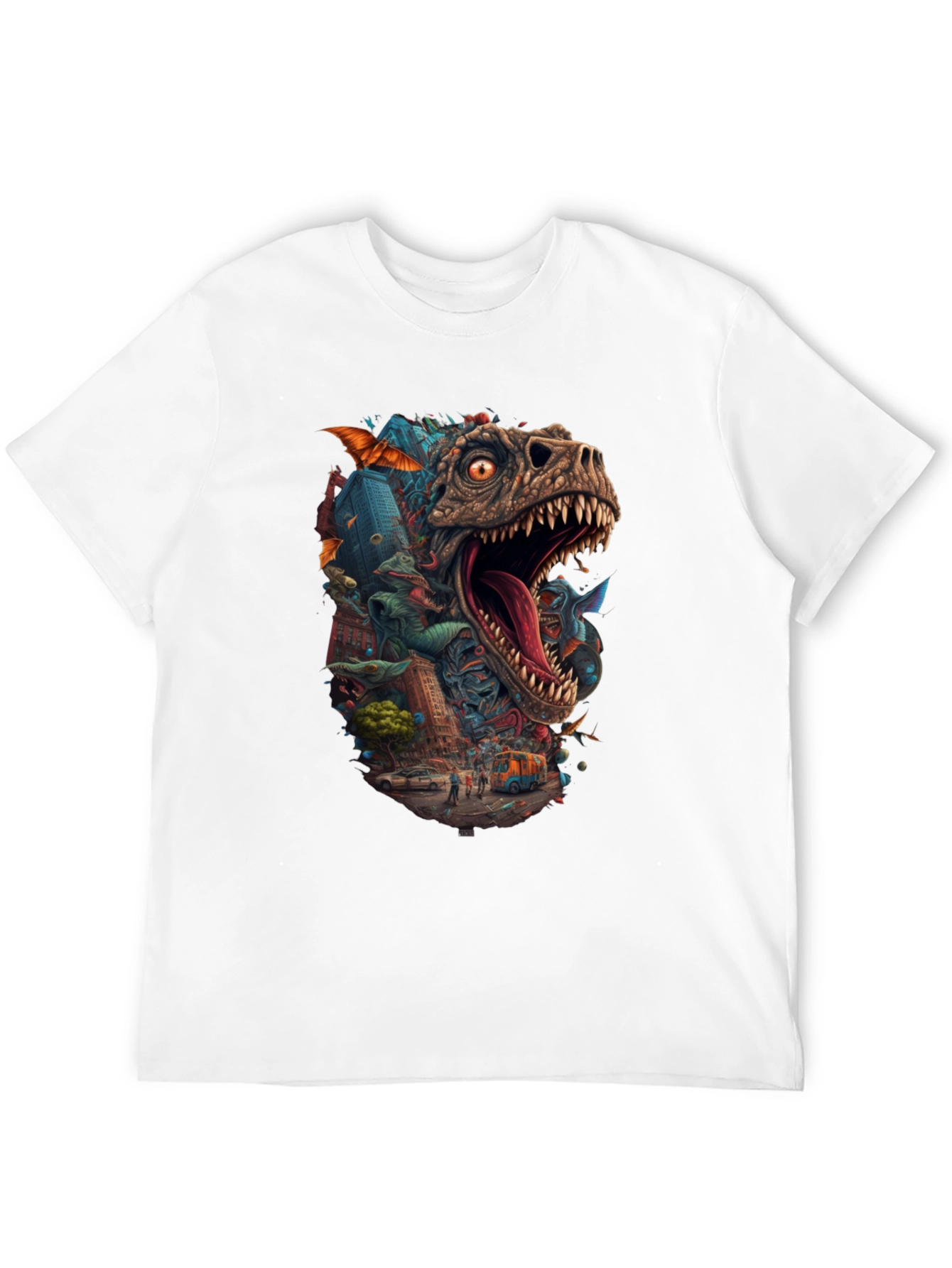 Dinosaur Cityscape Graphic Tee - Black