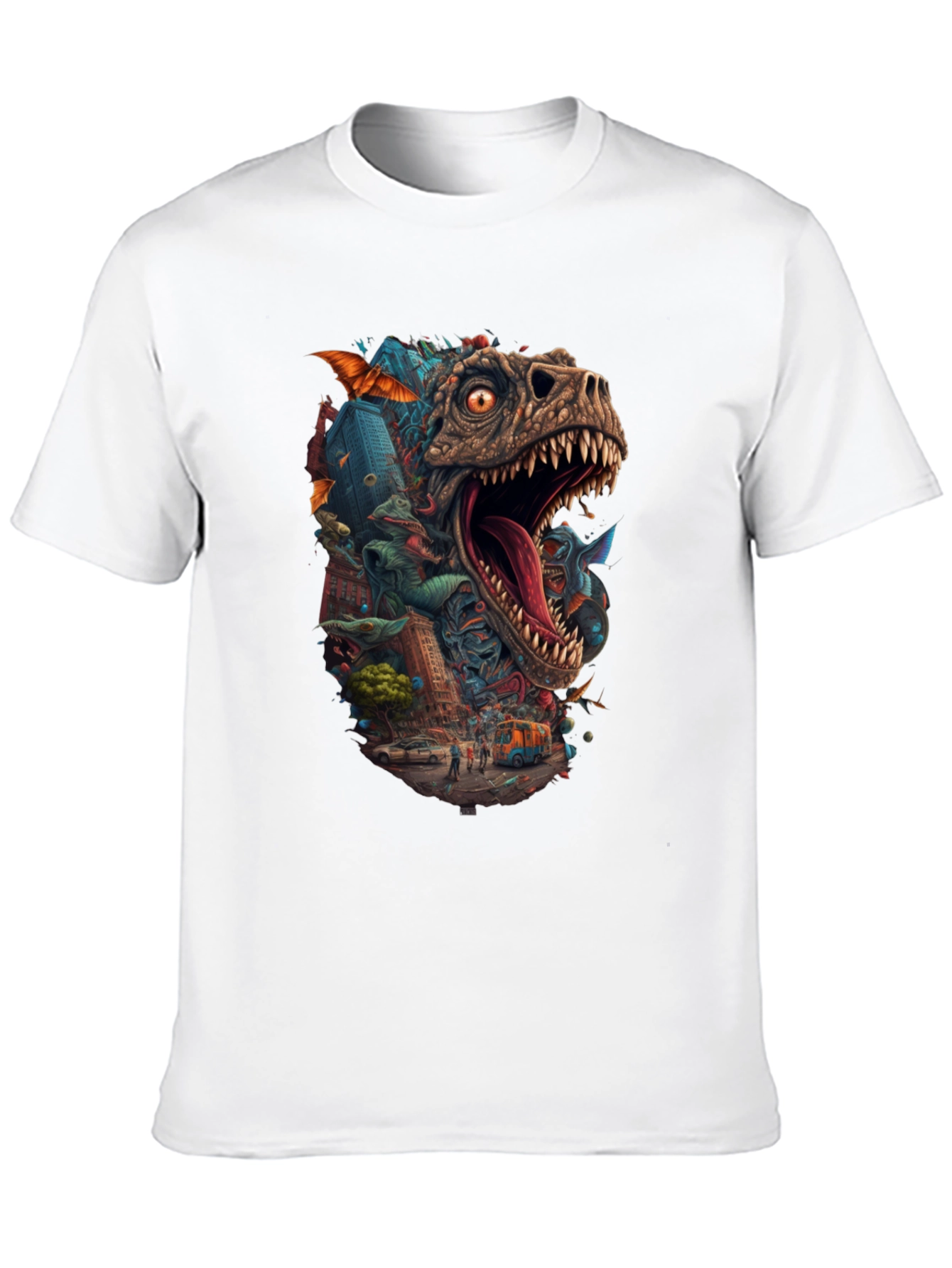 Dinosaur Cityscape Graphic Tee - Black