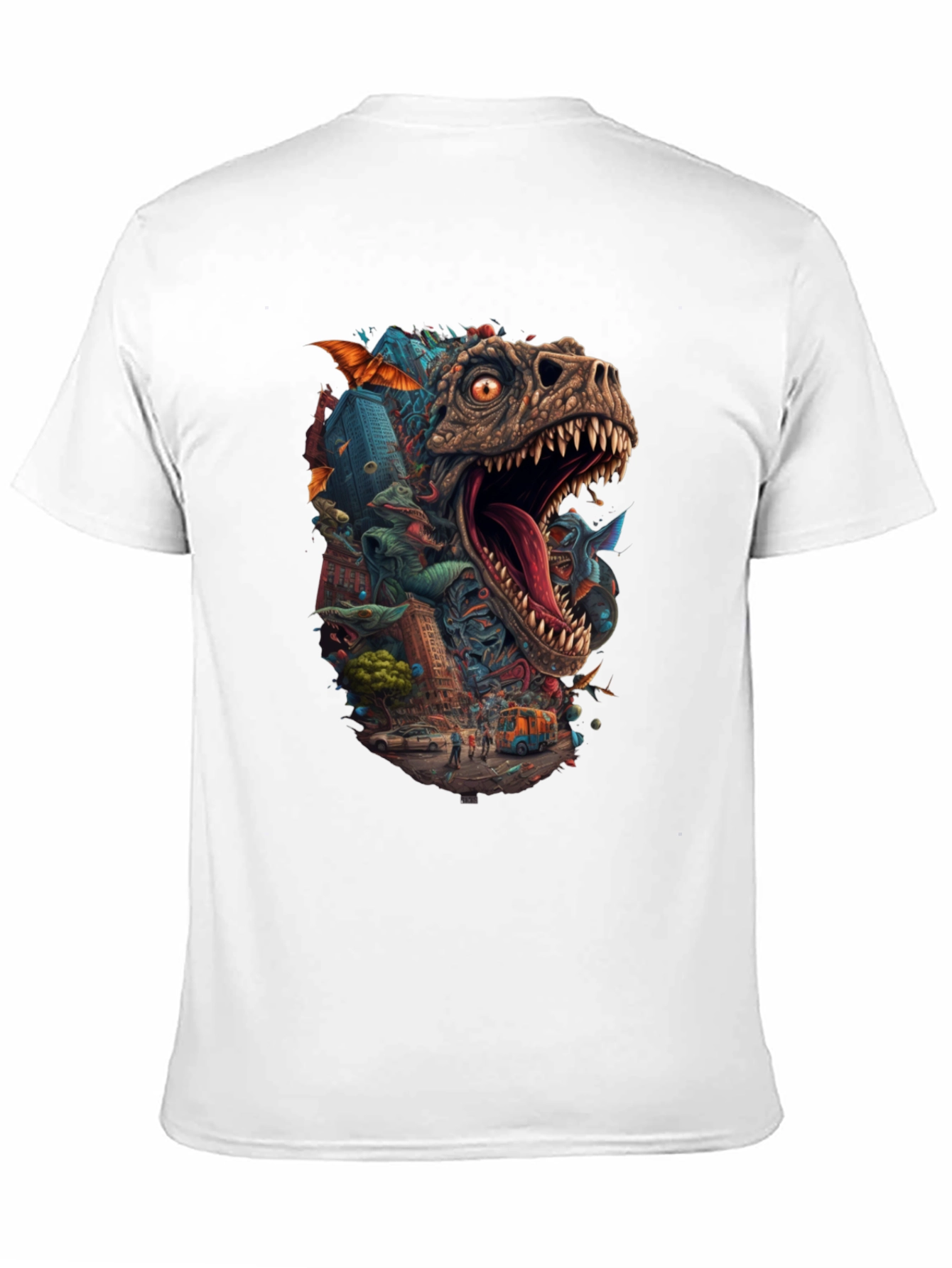 Dinosaur Cityscape Graphic Tee - Black