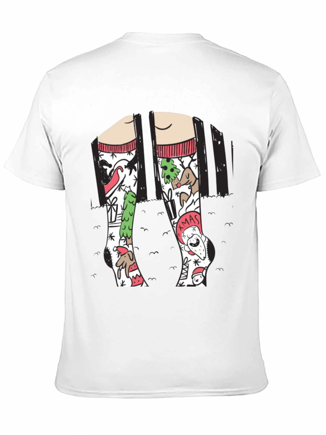 Festive Christmas Socks Graphic Tee - Holiday Fun