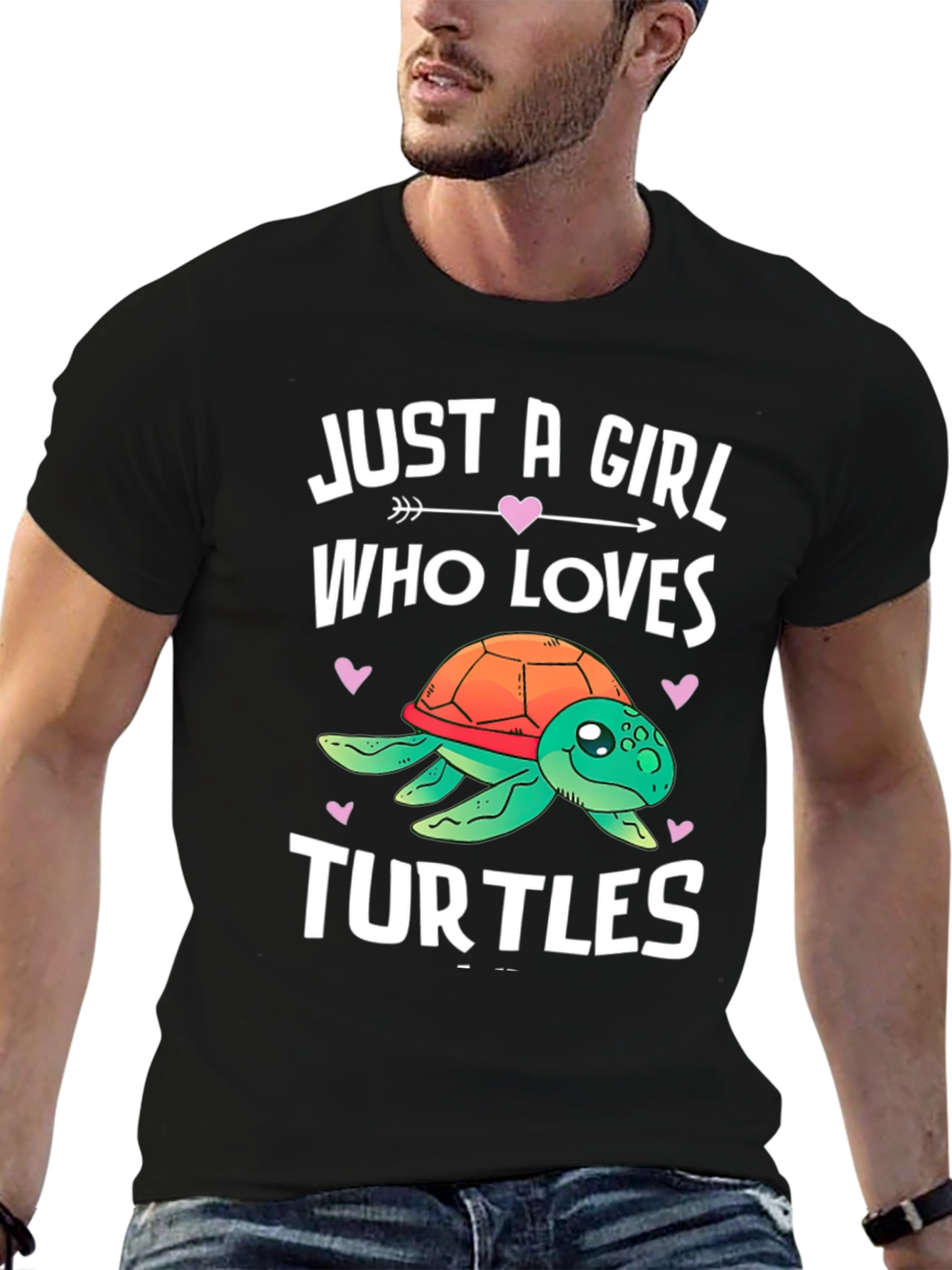 Girl Who Loves Turtles Black T-Shirt