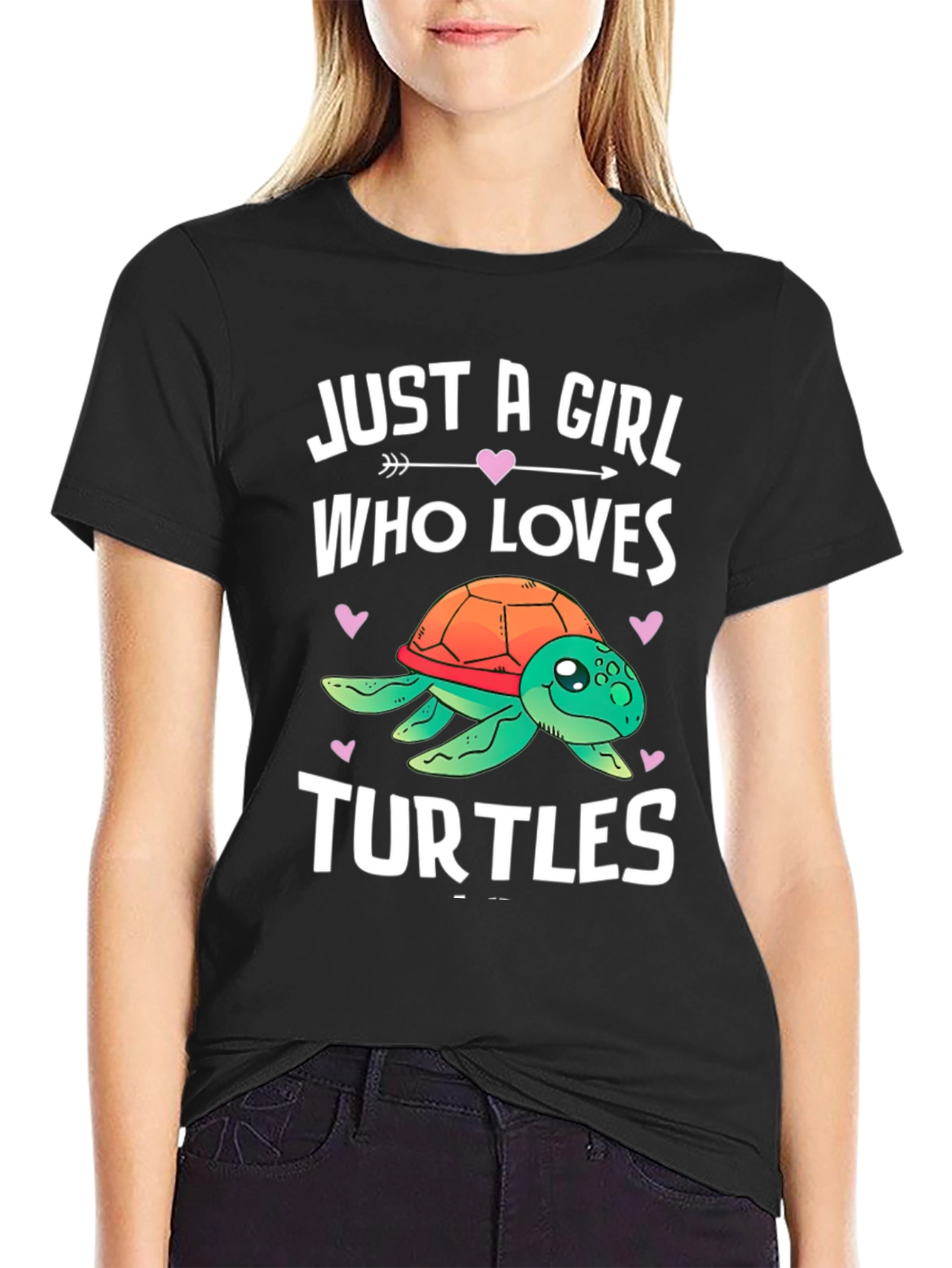 Girl Who Loves Turtles Black T-Shirt