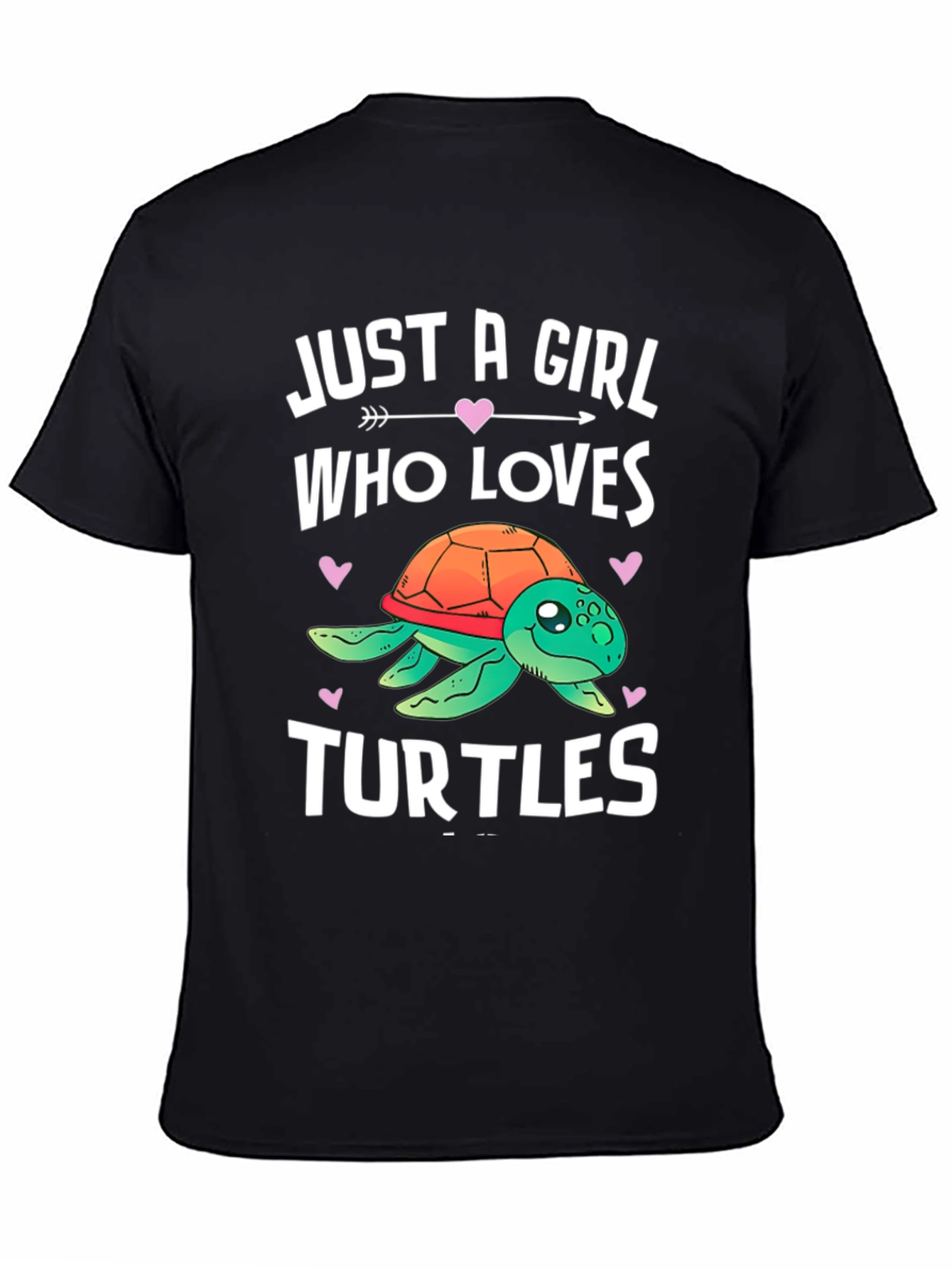 Girl Who Loves Turtles Black T-Shirt