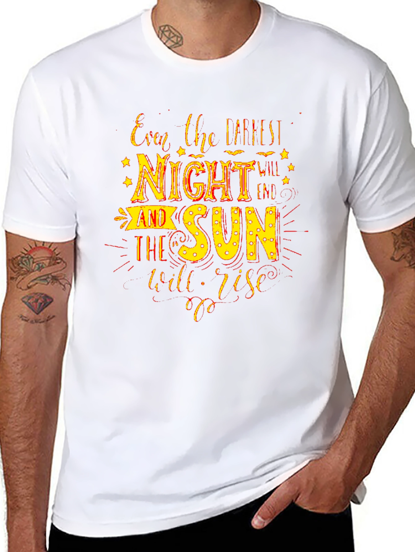 Inspirational Quote T-Shirt - Darkest Night Bright Sun