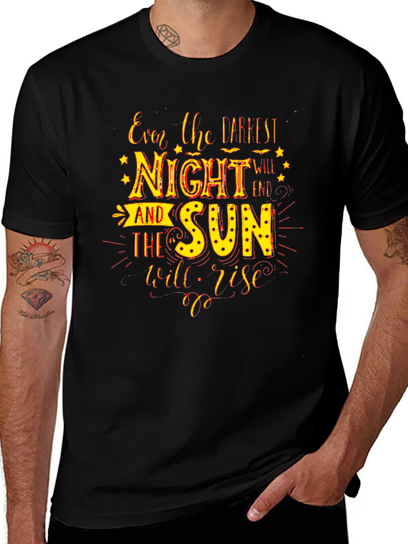 Inspirational Quote T-Shirt - Darkest Night Bright Sun