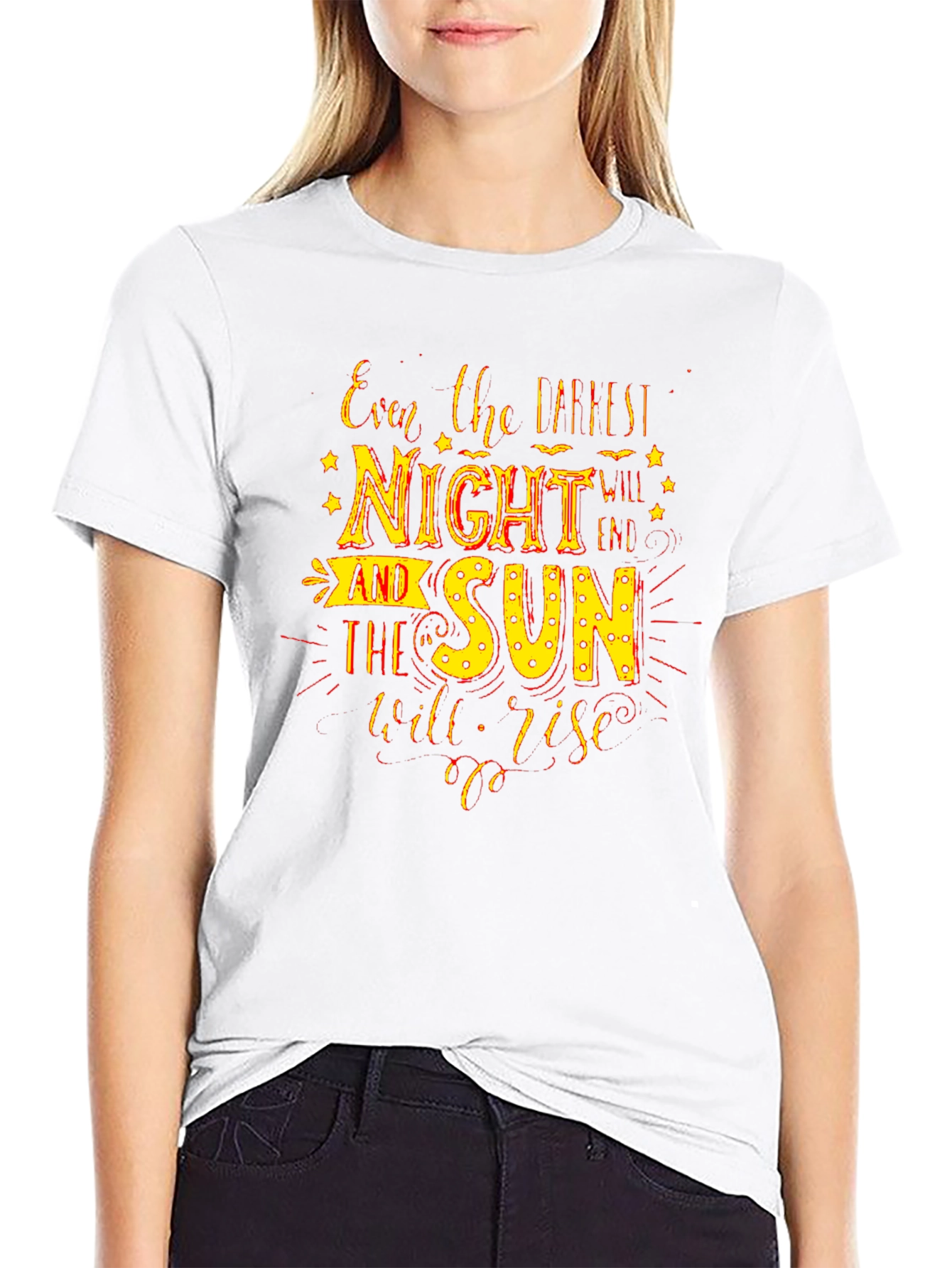 Inspirational Quote T-Shirt - Darkest Night Bright Sun