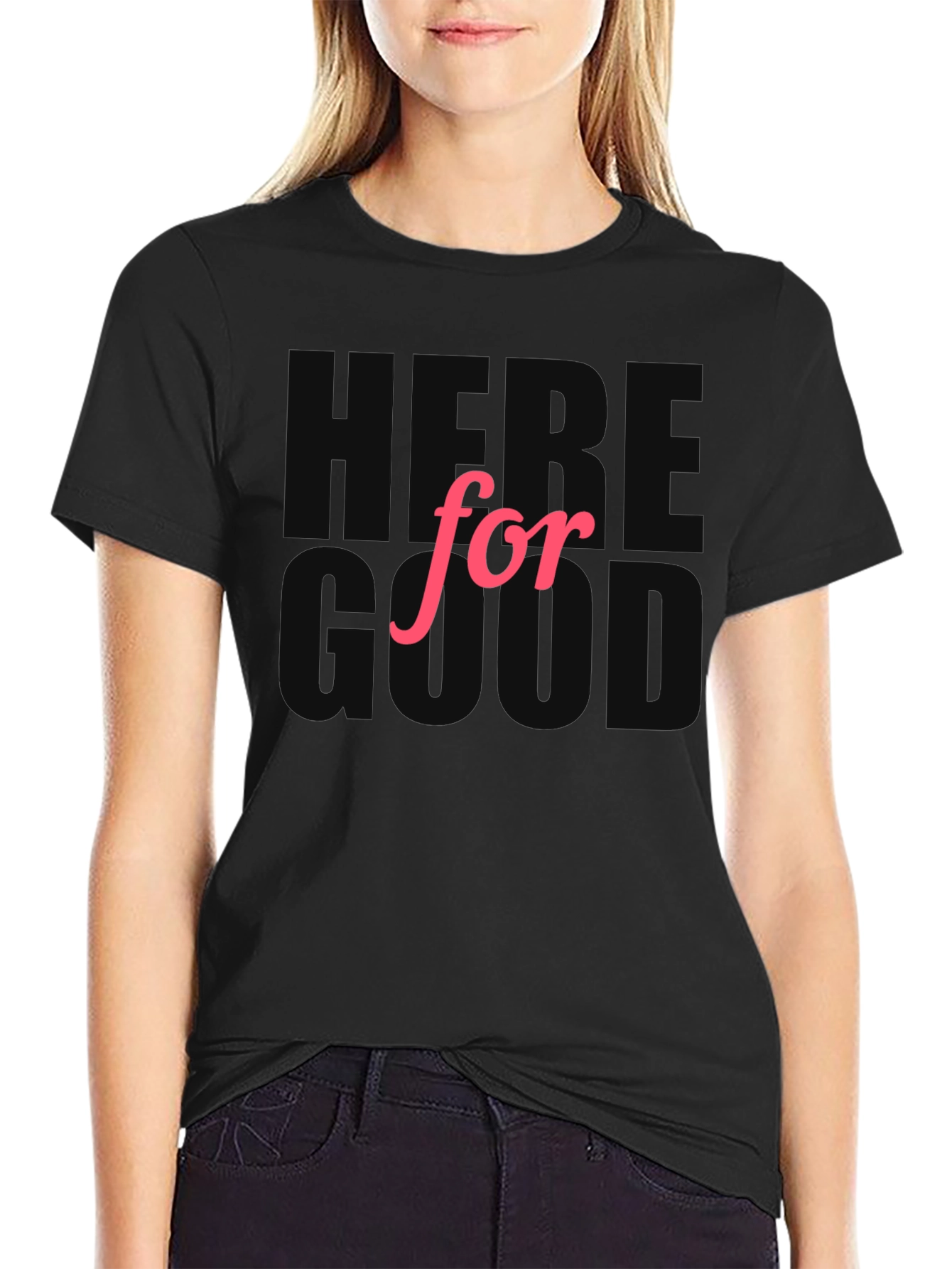 Here For Good Black Graphic Tee