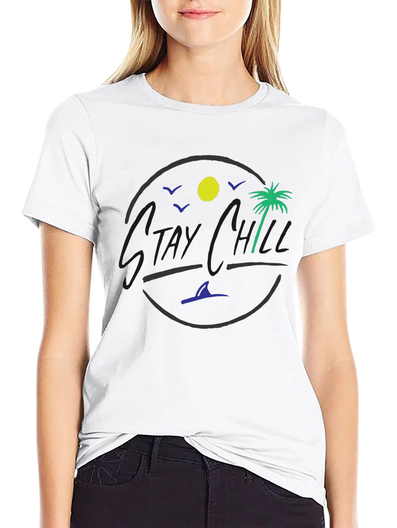 Stay Chill Graphic T-Shirt - Tropical Design