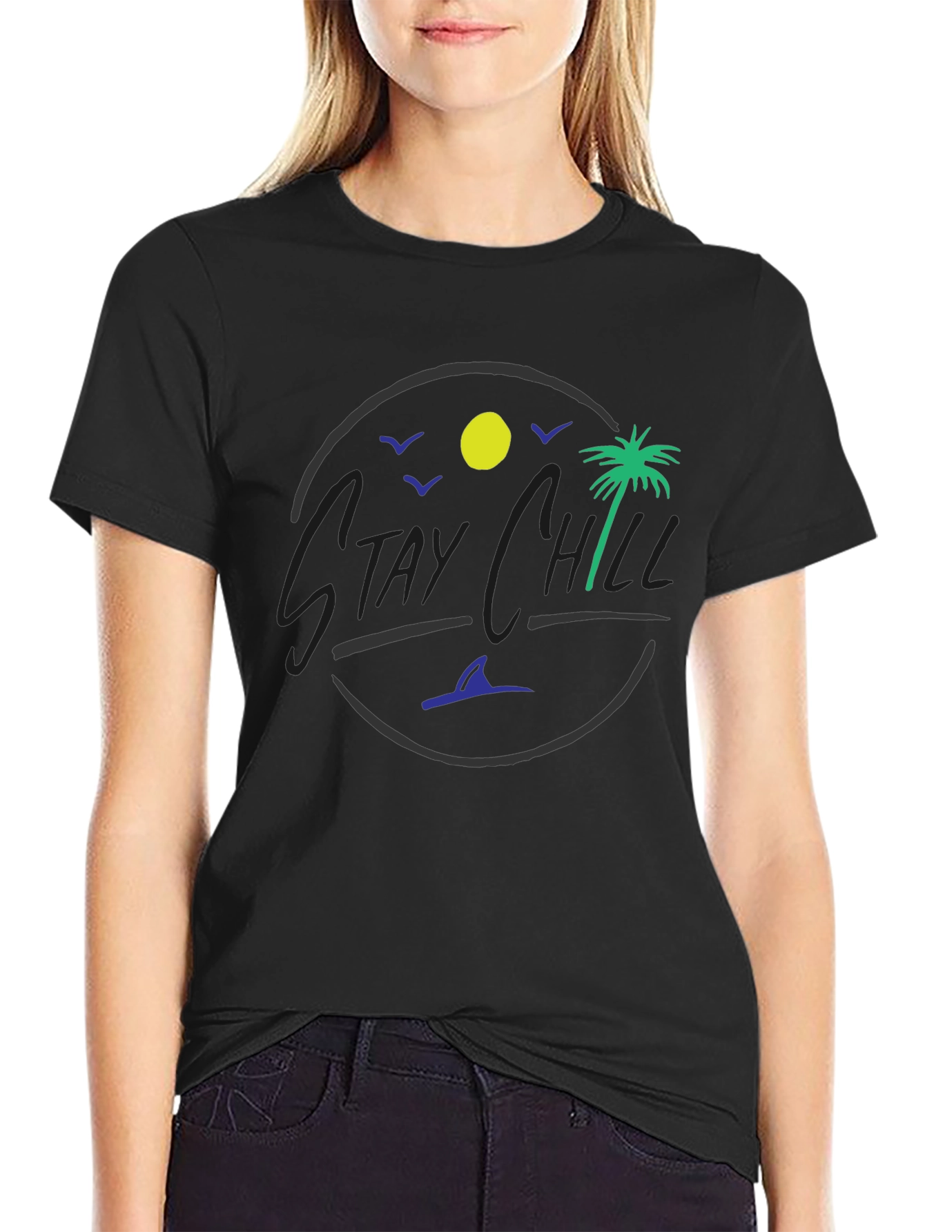 Stay Chill Graphic T-Shirt - Tropical Design