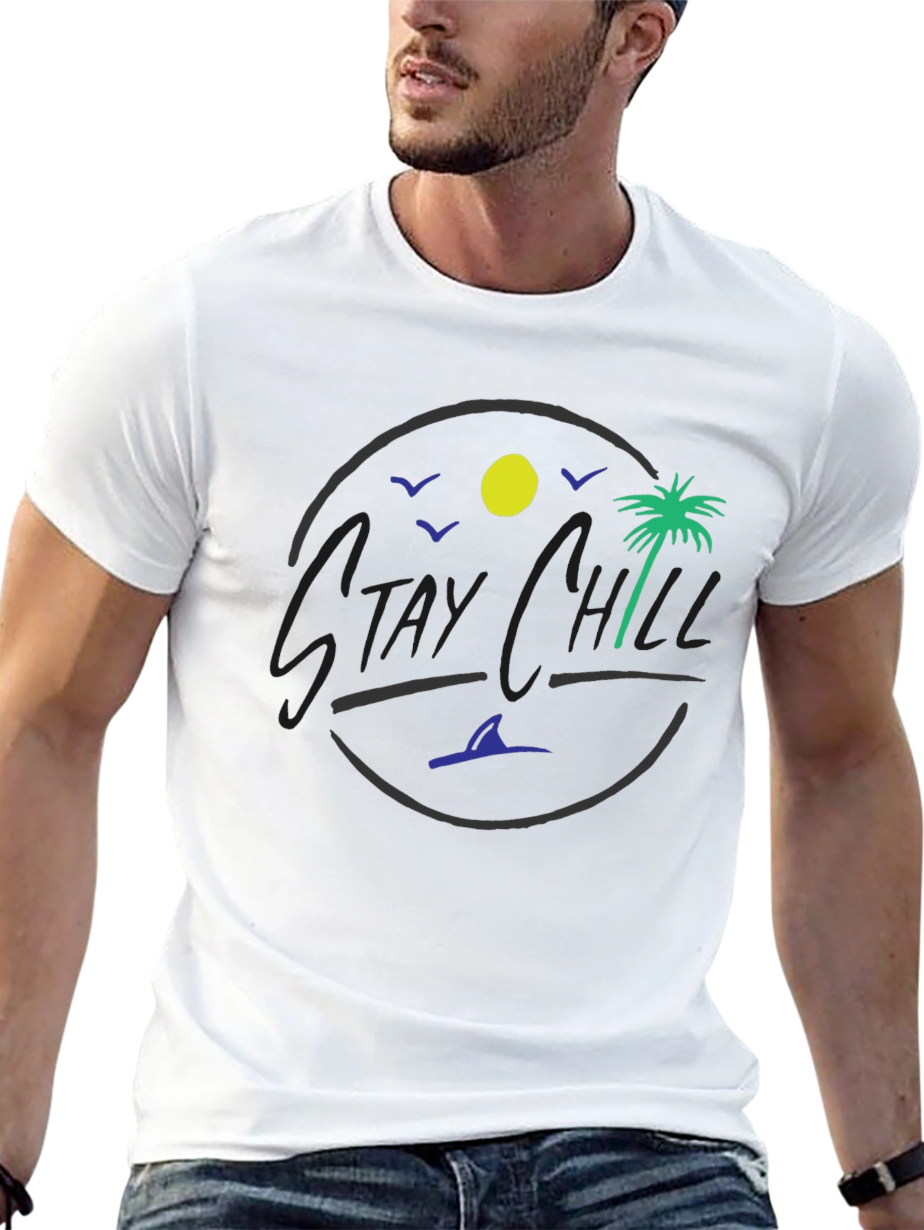 Stay Chill Graphic T-Shirt - Tropical Design