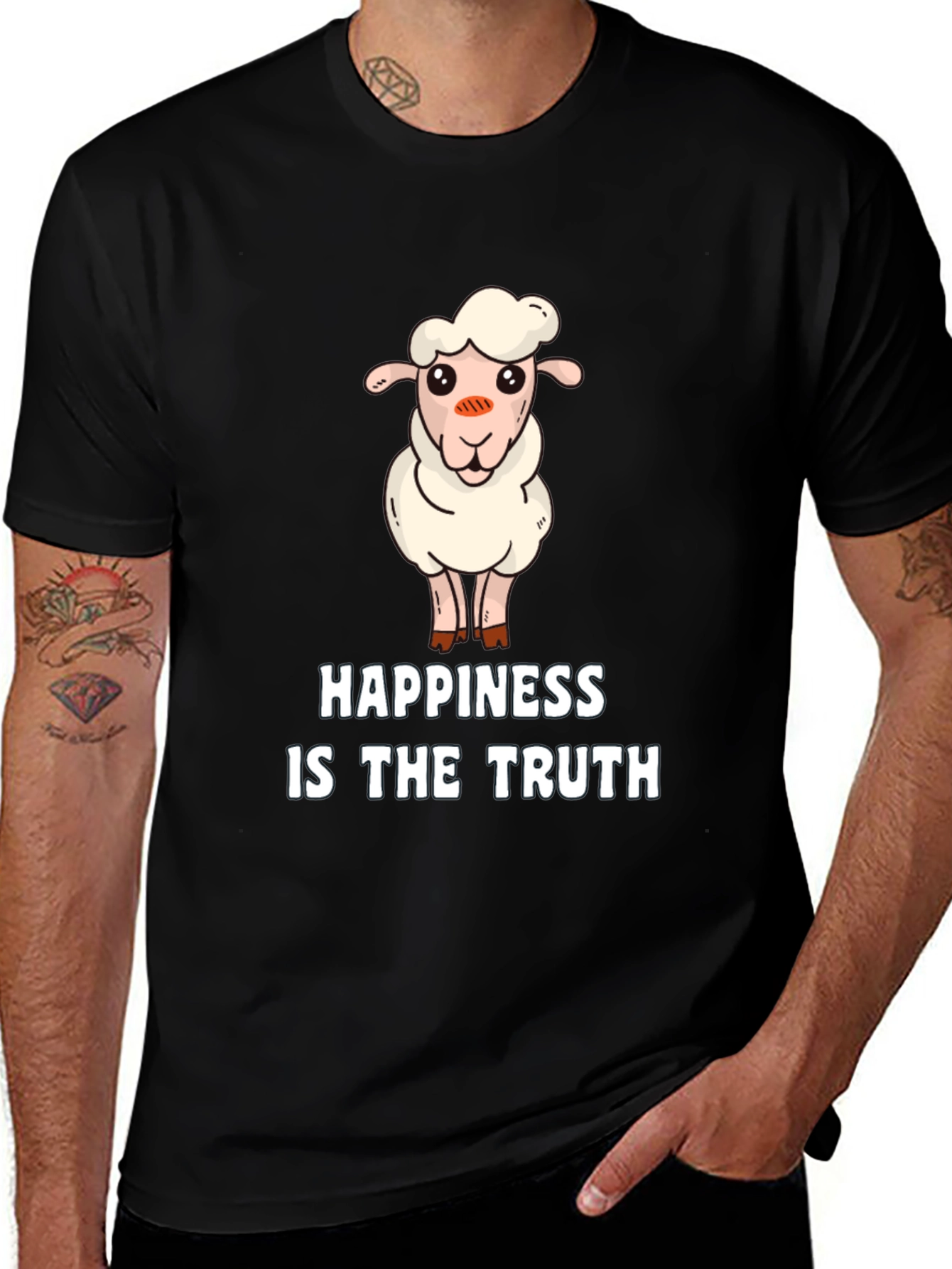 Cute Sheep T-Shirt - Happiness is the Truth