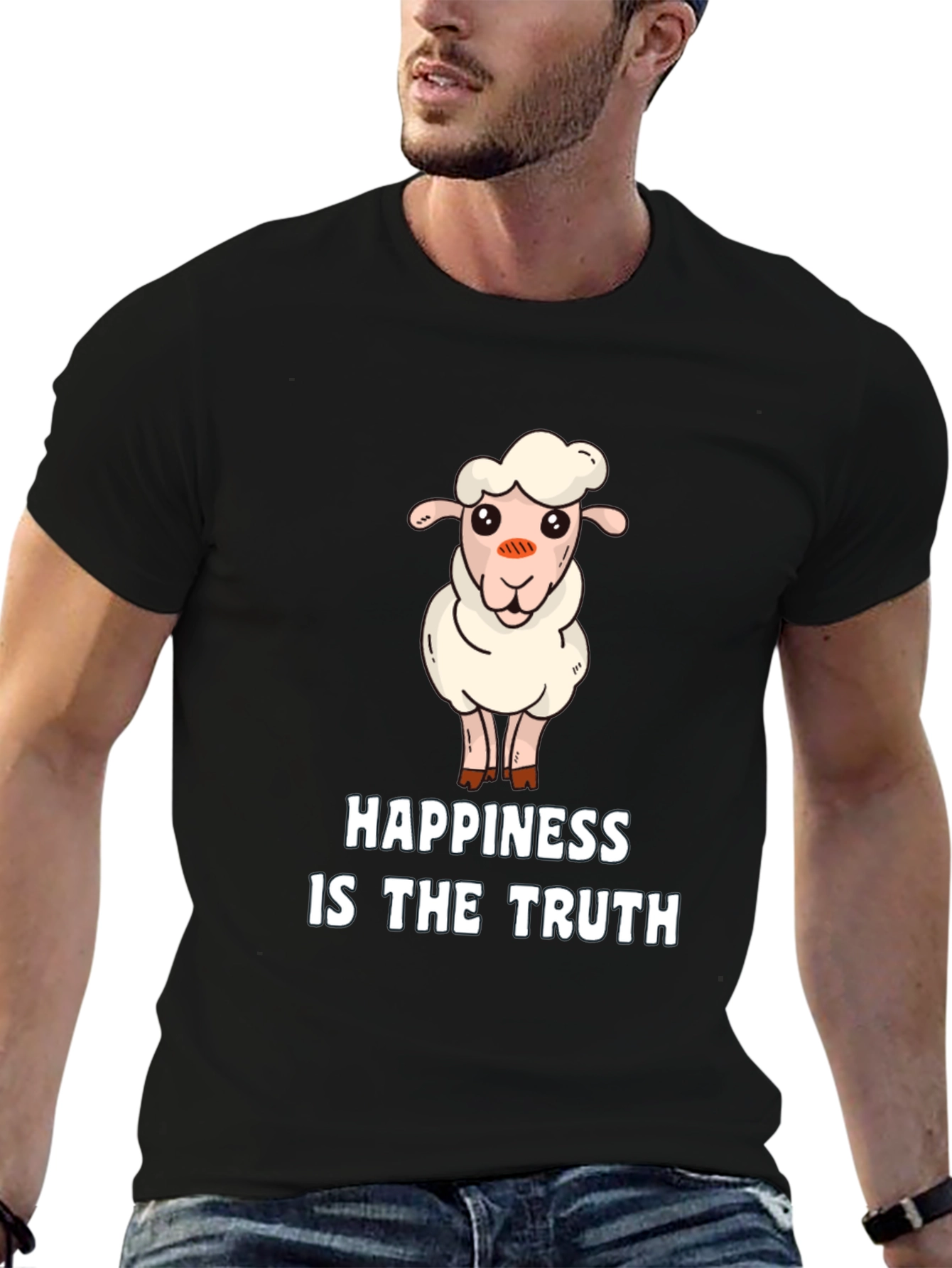 Cute Sheep T-Shirt - Happiness is the Truth