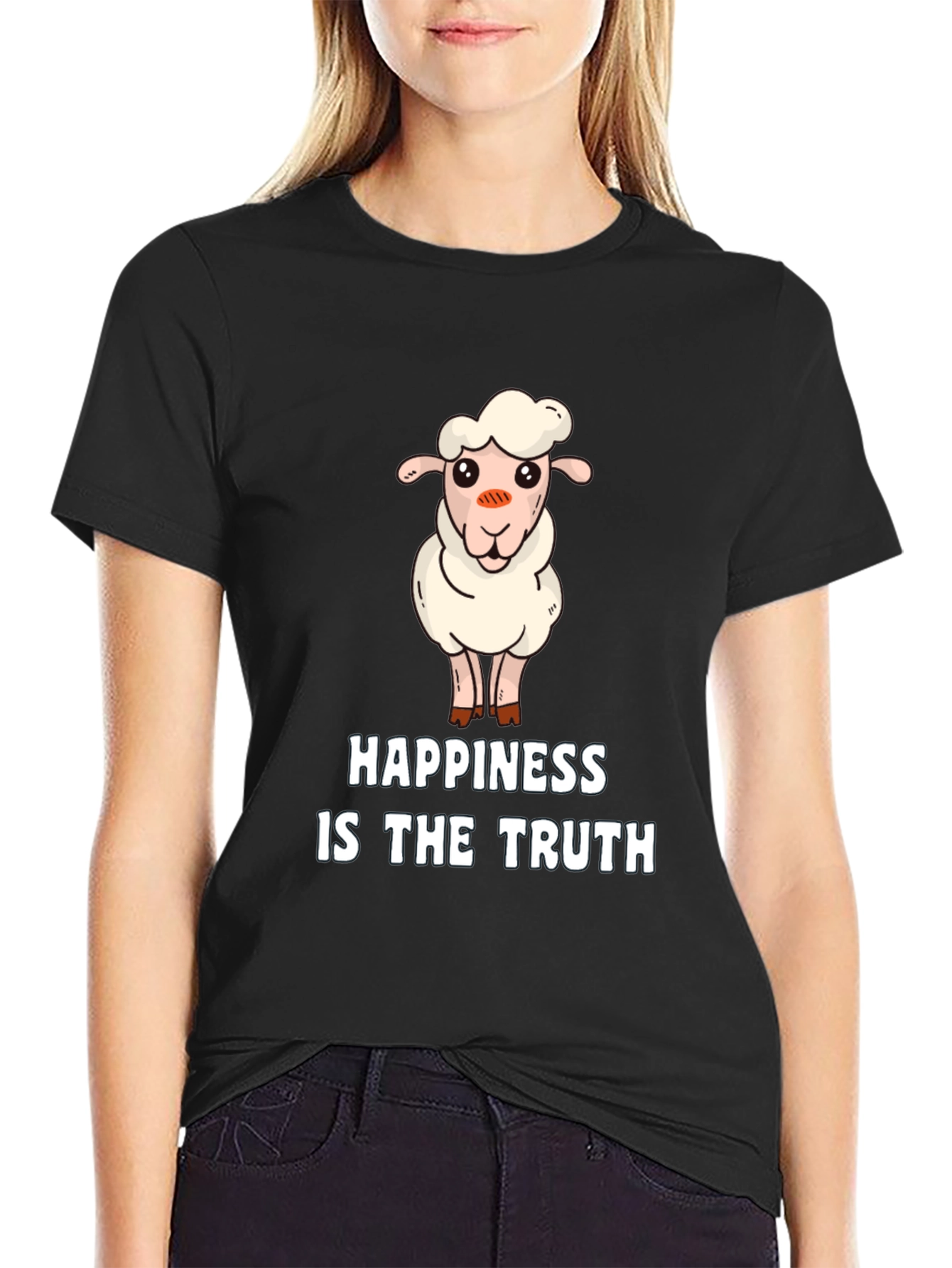 Cute Sheep T-Shirt - Happiness is the Truth