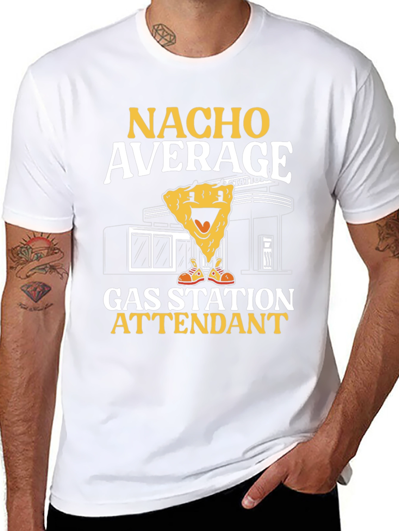 Nacho Average Gas Station Attendant Black T-Shirt