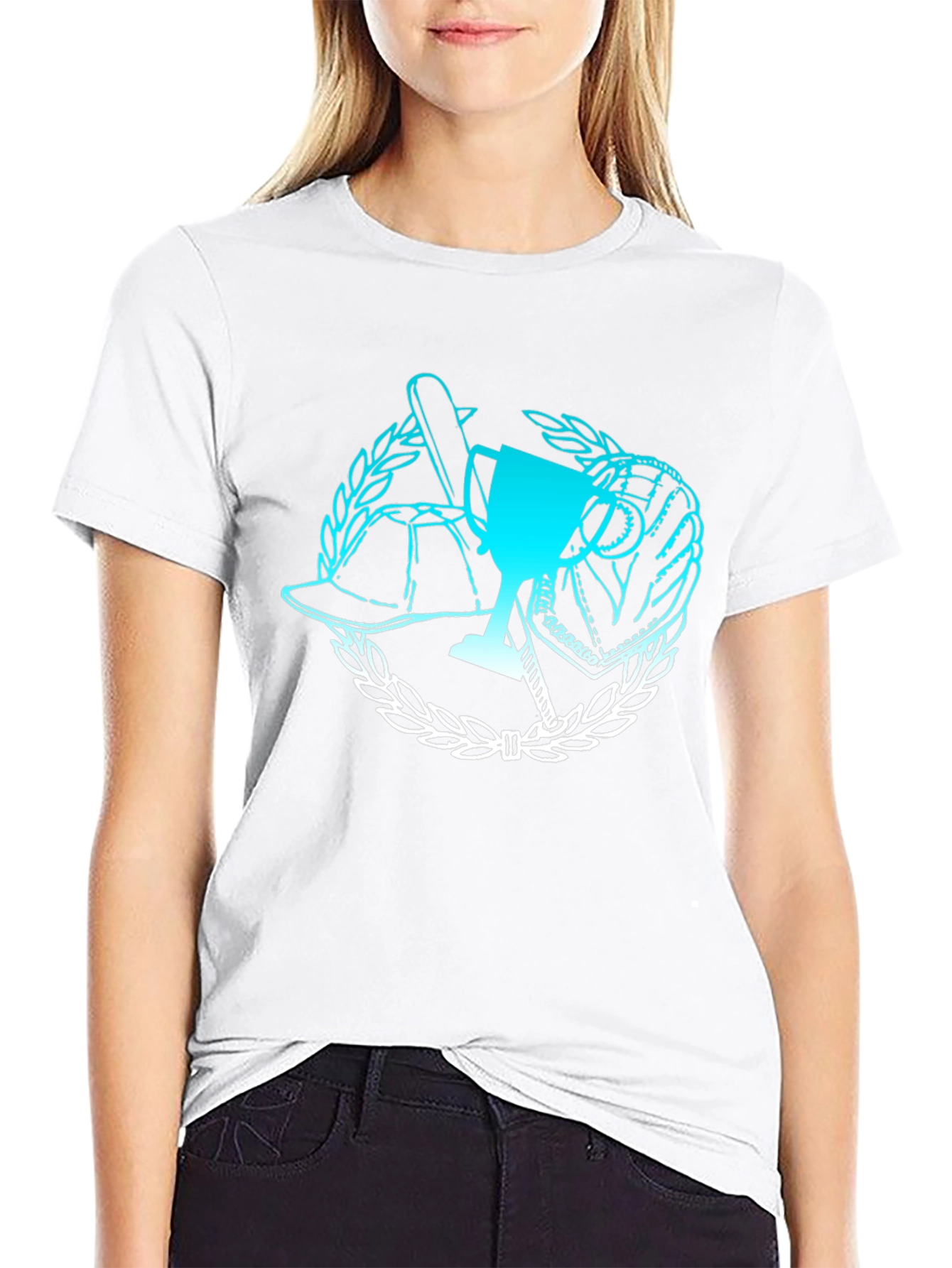 Baseball Trophy Graphic Tee - Black Cotton T-Shirt