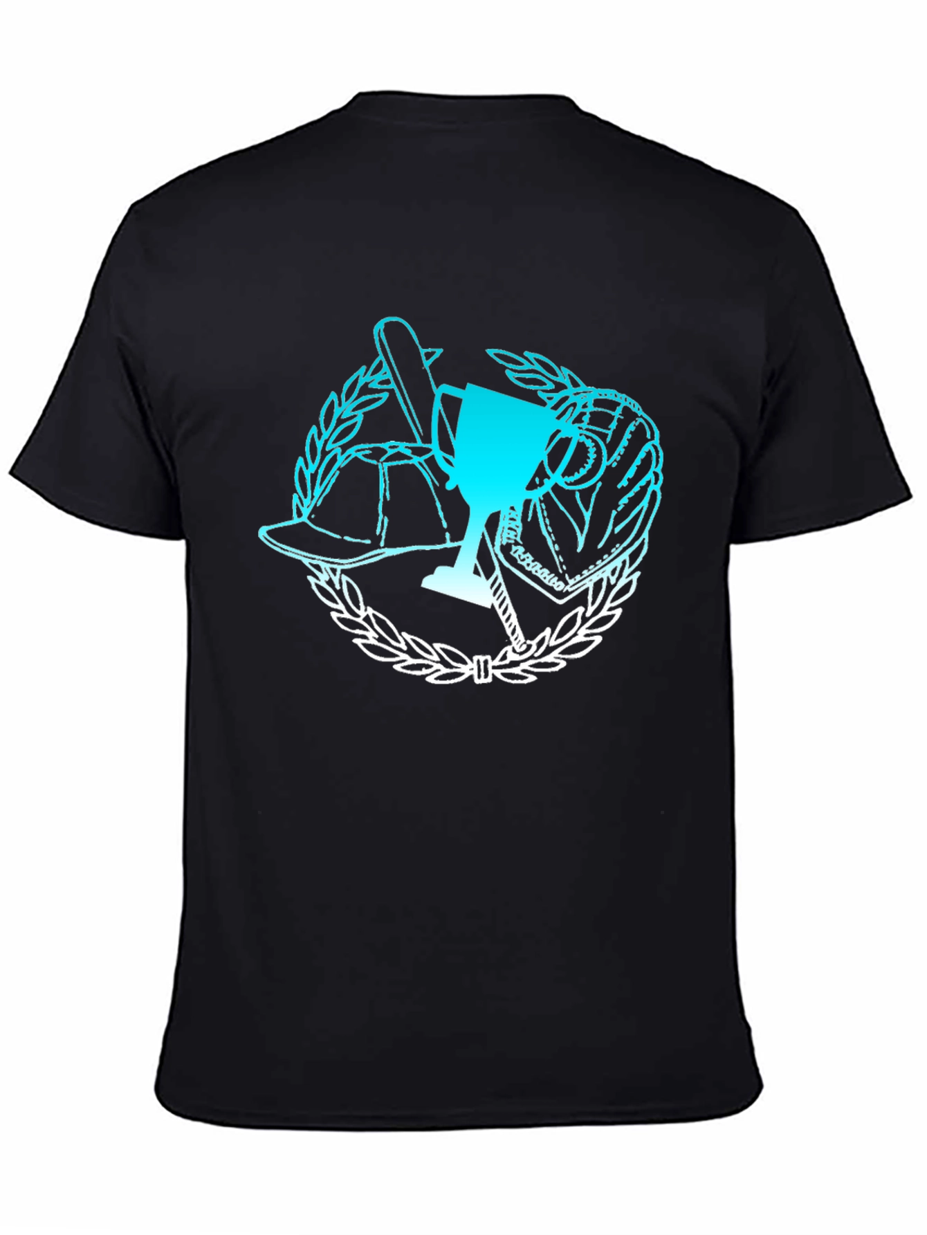 Baseball Trophy Graphic Tee - Black Cotton T-Shirt
