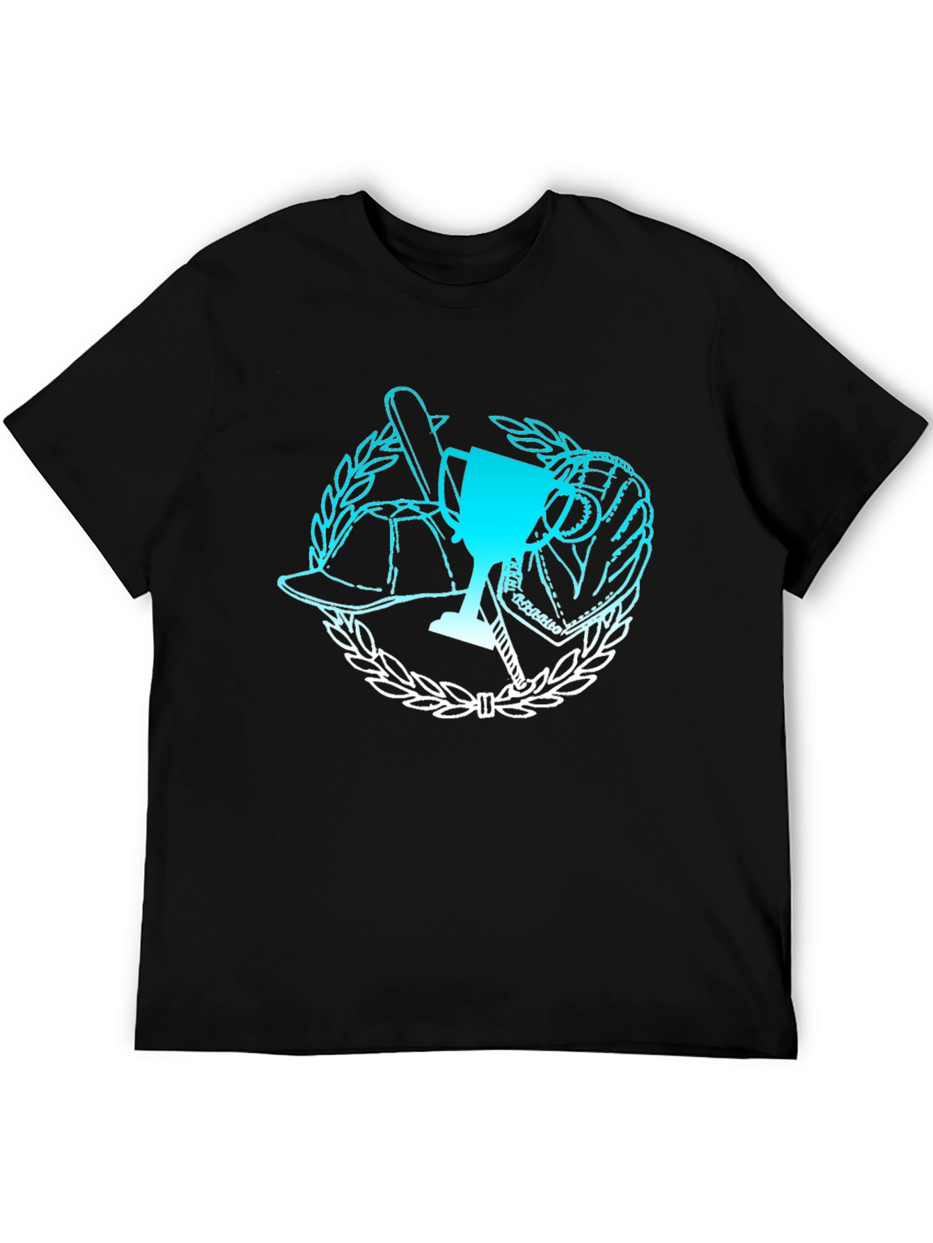 Baseball Trophy Graphic Tee - Black Cotton T-Shirt
