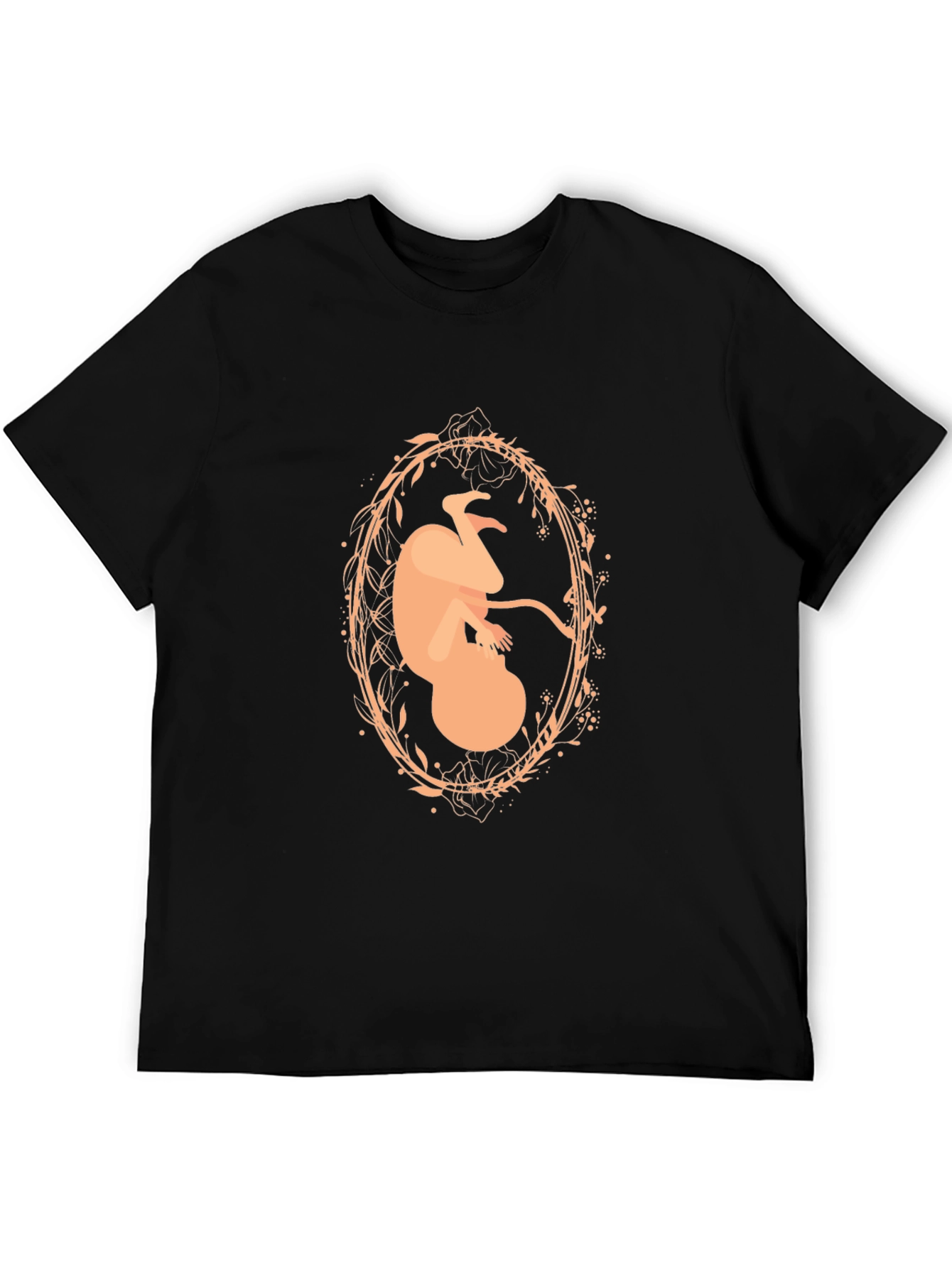Abstract Fetus Graphic Black T-Shirt