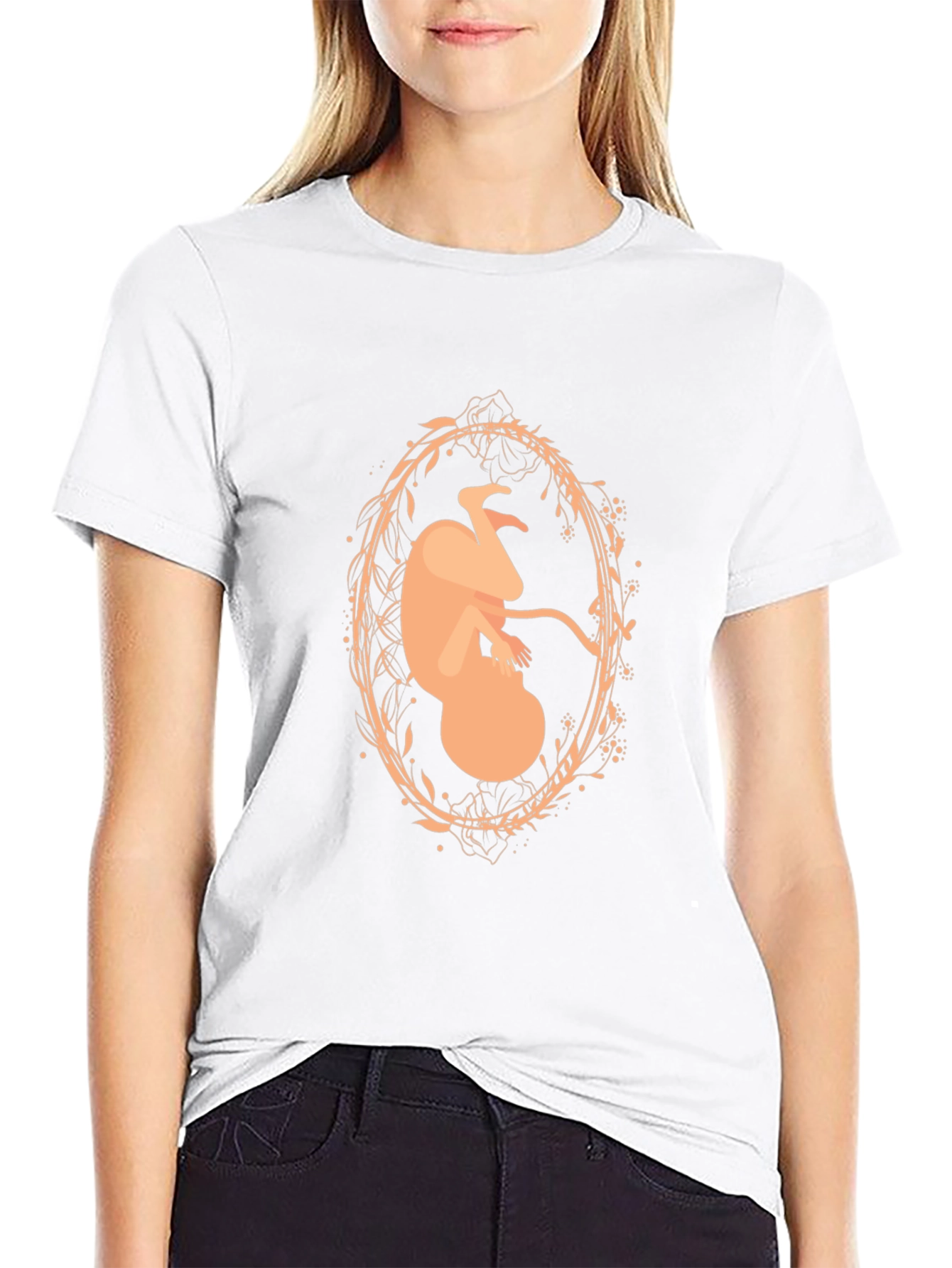 Abstract Fetus Graphic Black T-Shirt