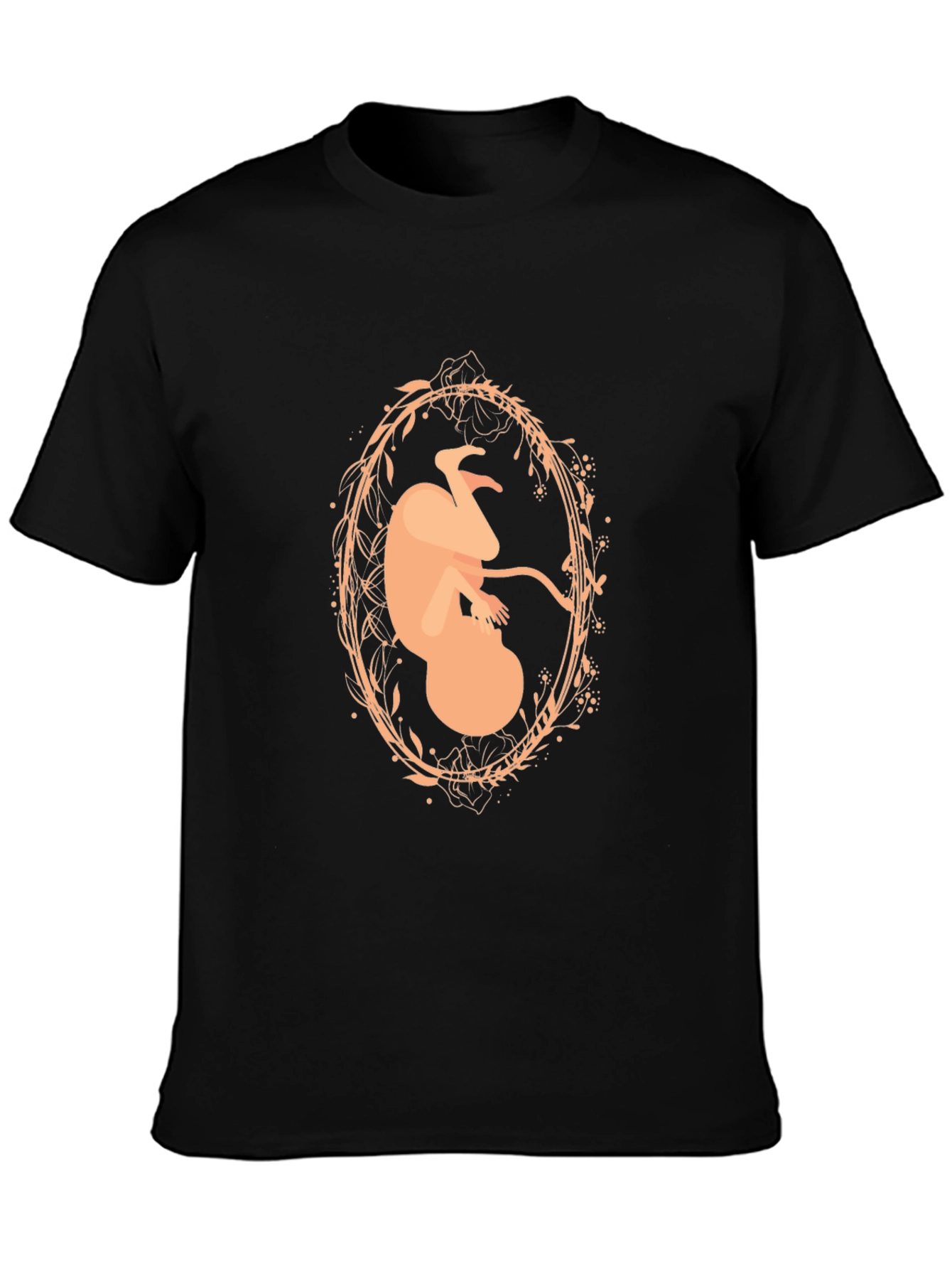 Abstract Fetus Graphic Black T-Shirt