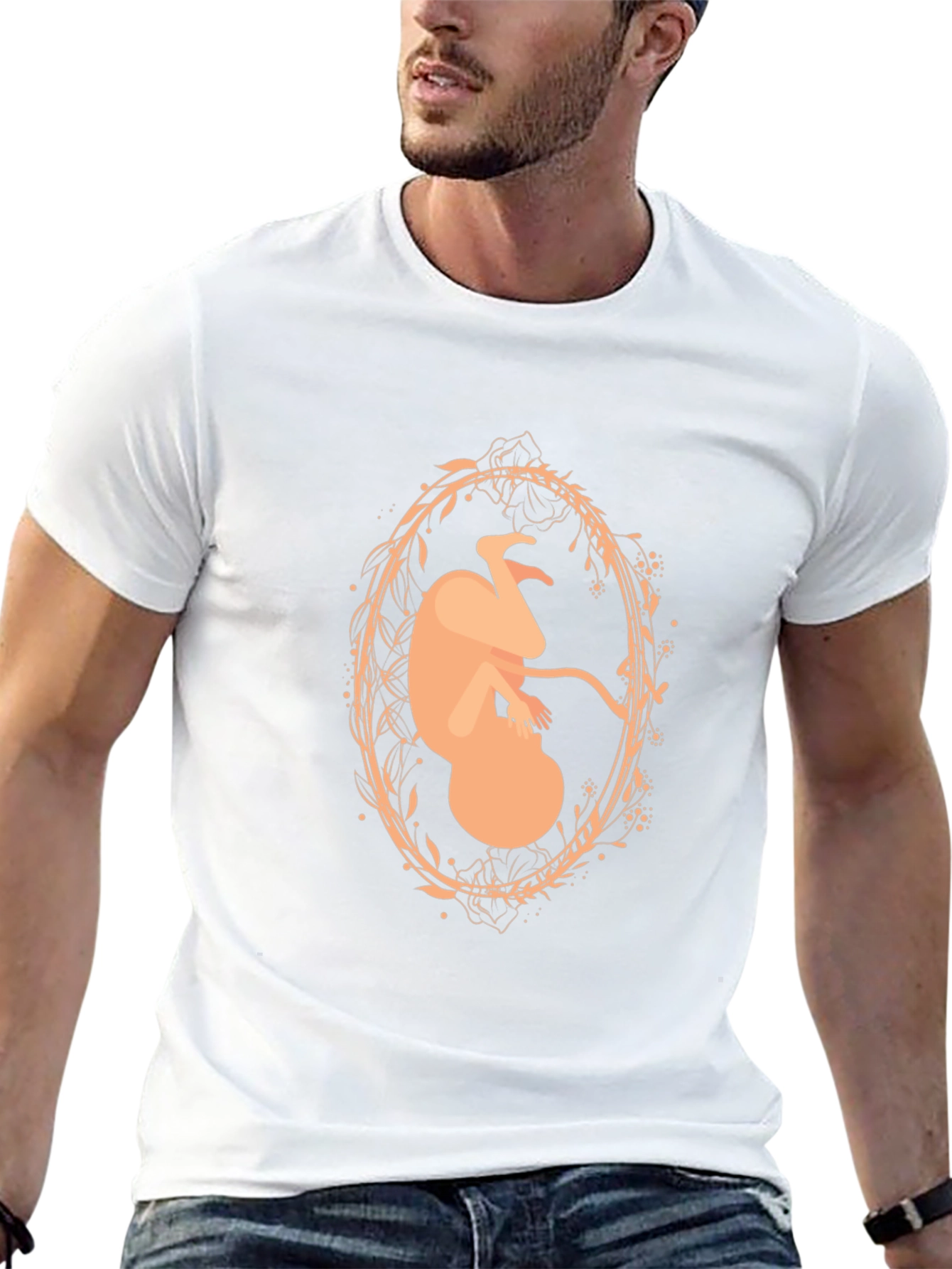 Abstract Fetus Graphic Black T-Shirt